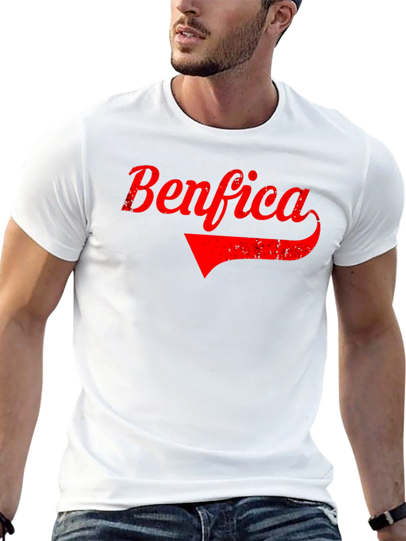 Benfica Retro Graphic Tee - Black Cotton T-Shirt