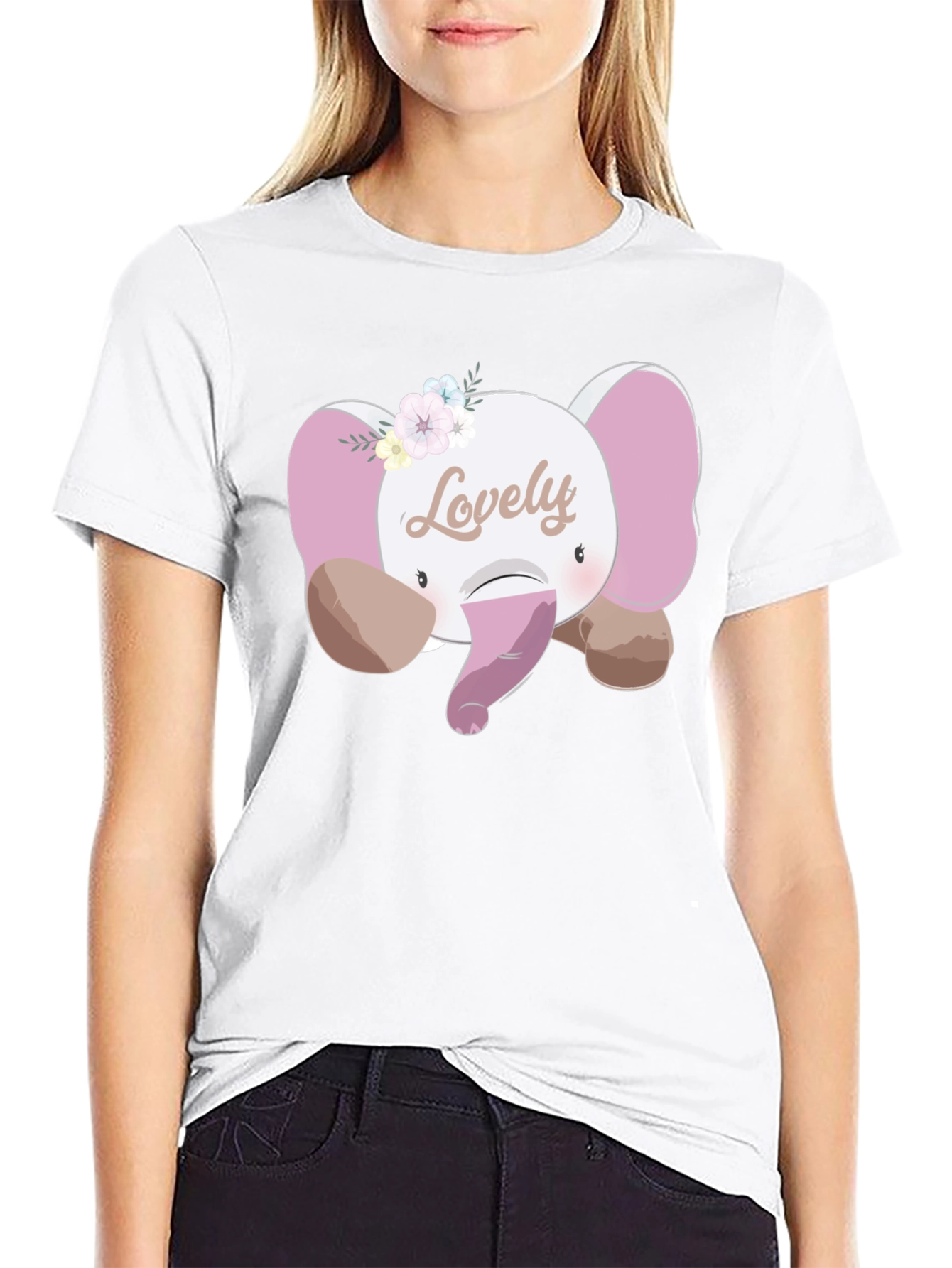 Cute Lovely Elephant Graphic T-Shirt - Unisex Black Tee
