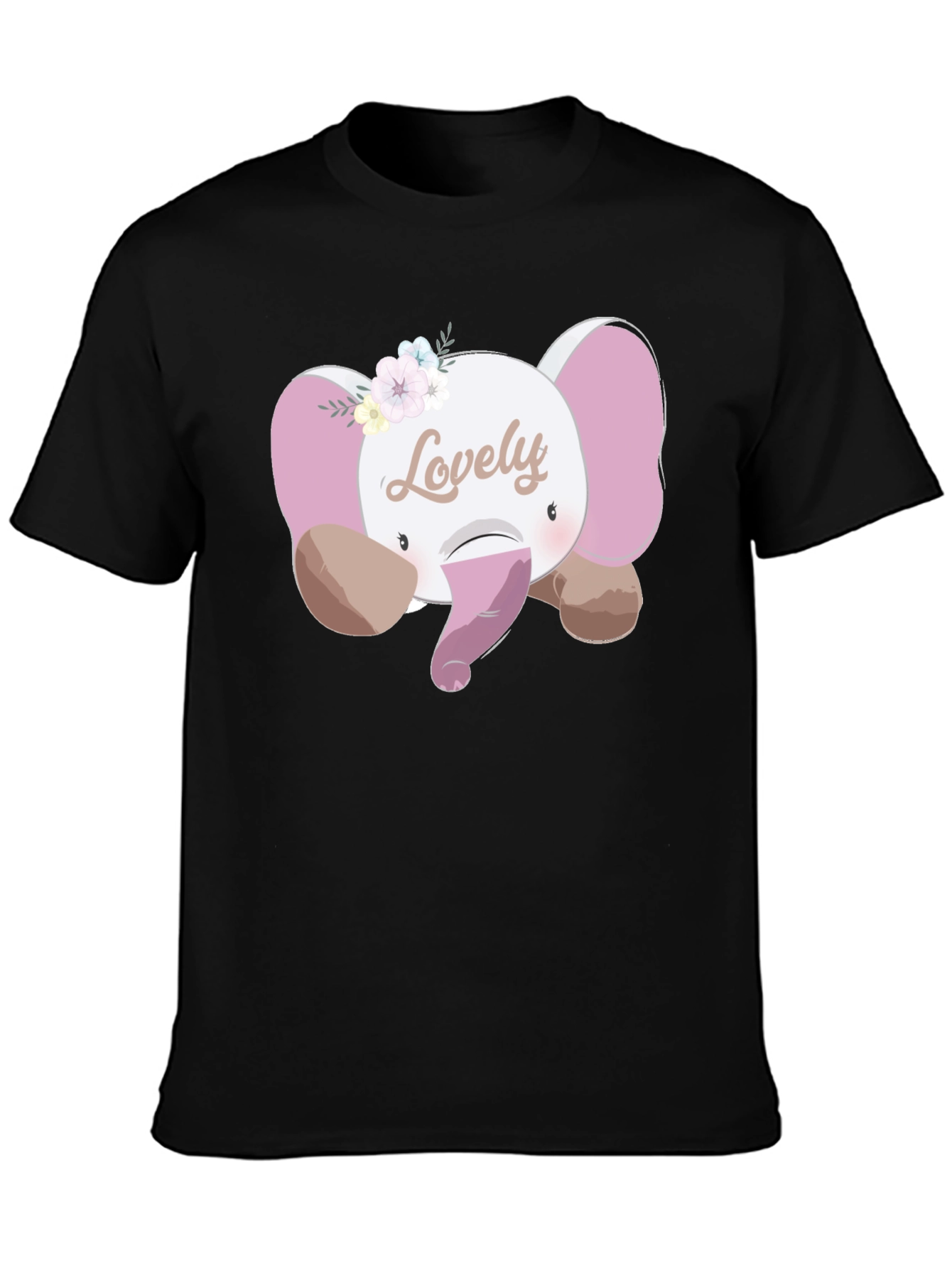 Cute Lovely Elephant Graphic T-Shirt - Unisex Black Tee