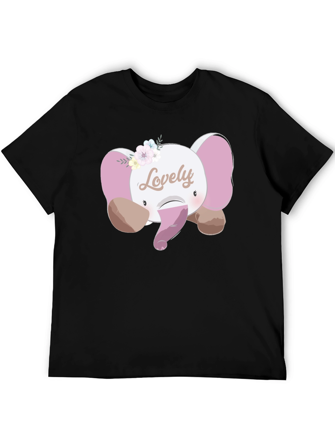 Cute Lovely Elephant Graphic T-Shirt - Unisex Black Tee