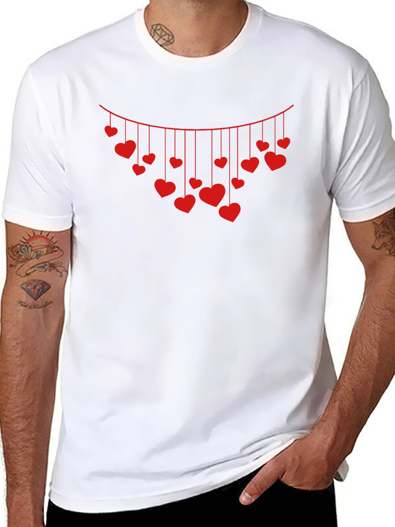 Heart Garland Graphic Tee - Black Cotton Blend