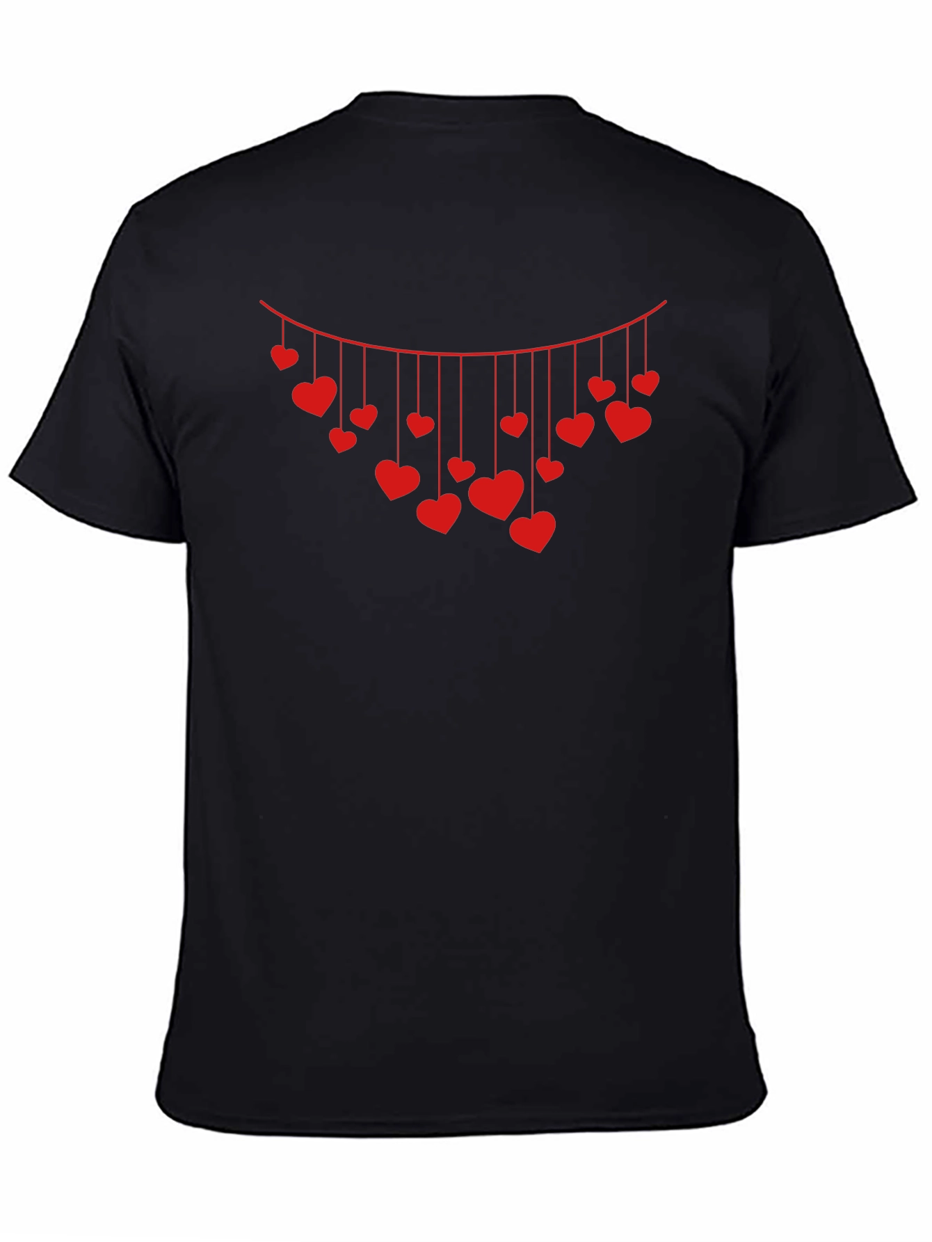 Heart Garland Graphic Tee - Black Cotton Blend