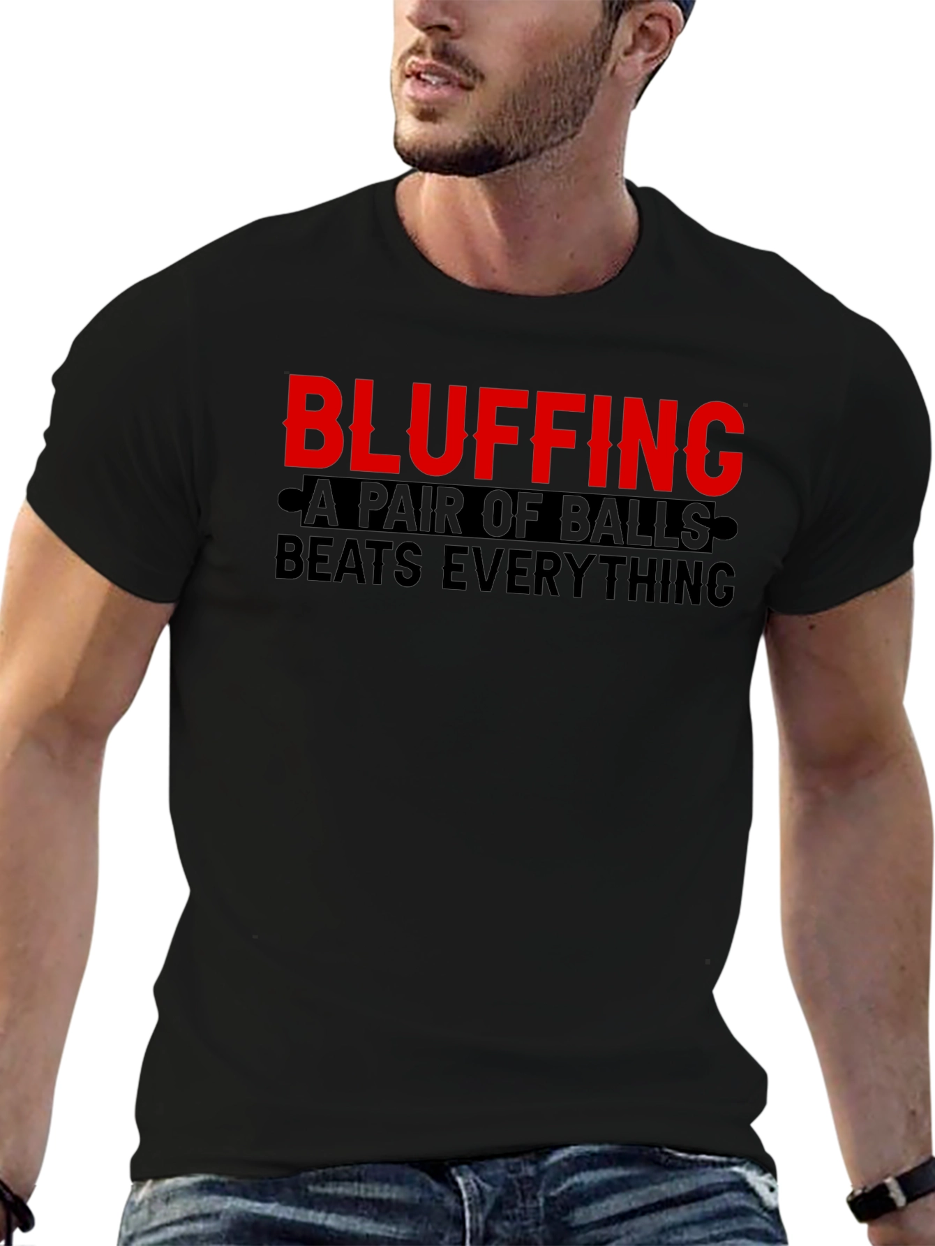 Bluffing Balls Graphic Tee Shirt - Novelty Statement