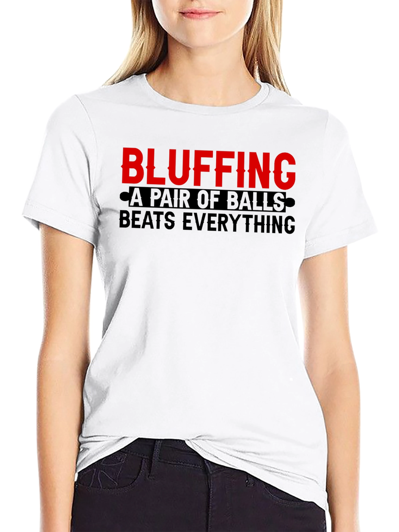 Bluffing Balls Graphic Tee Shirt - Novelty Statement