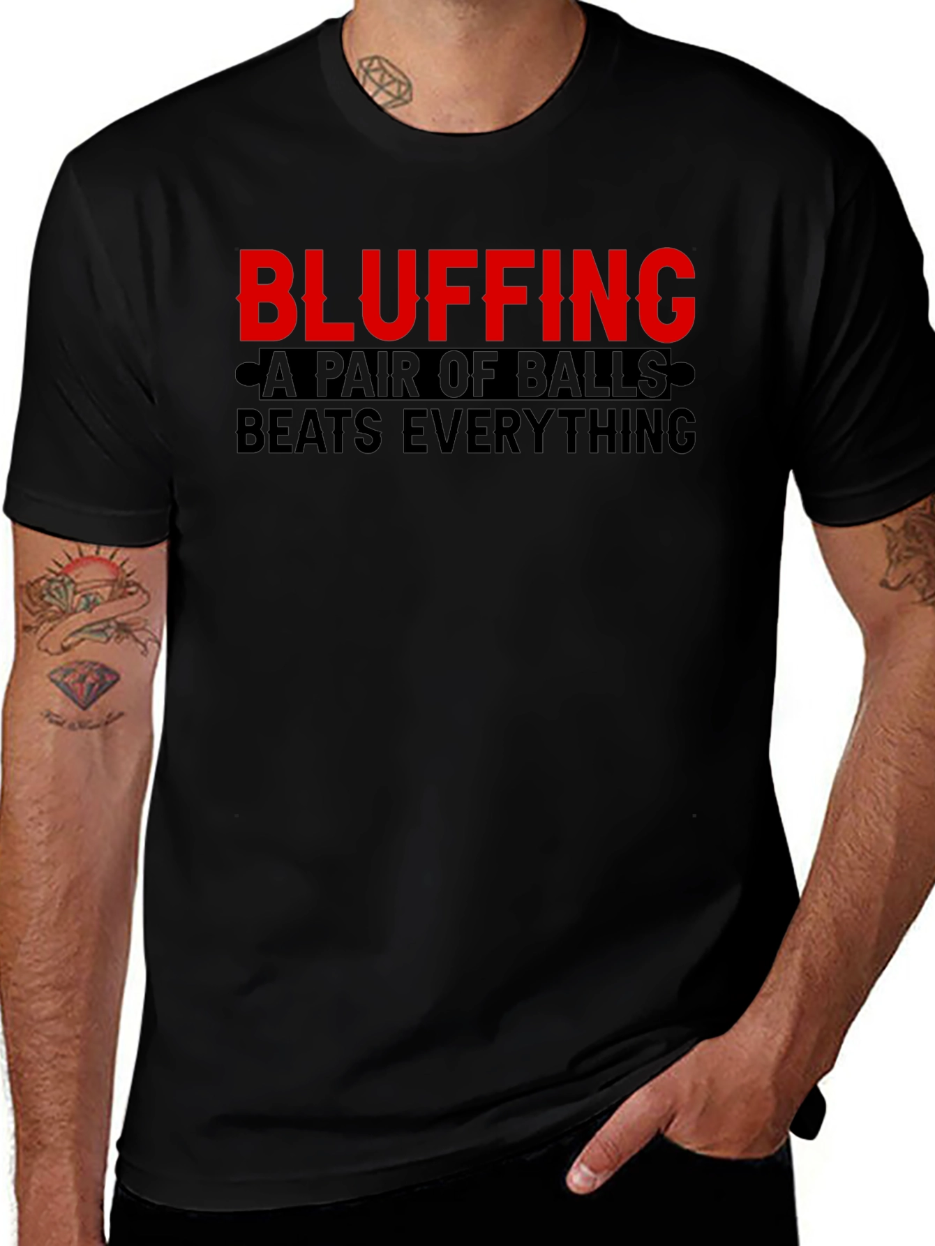 Bluffing Balls Graphic Tee Shirt - Novelty Statement