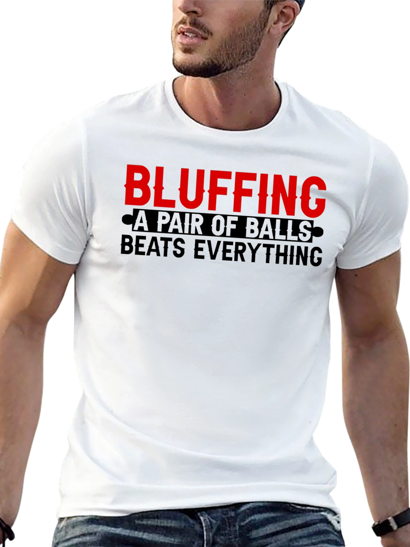 Bluffing Balls Graphic Tee Shirt - Novelty Statement