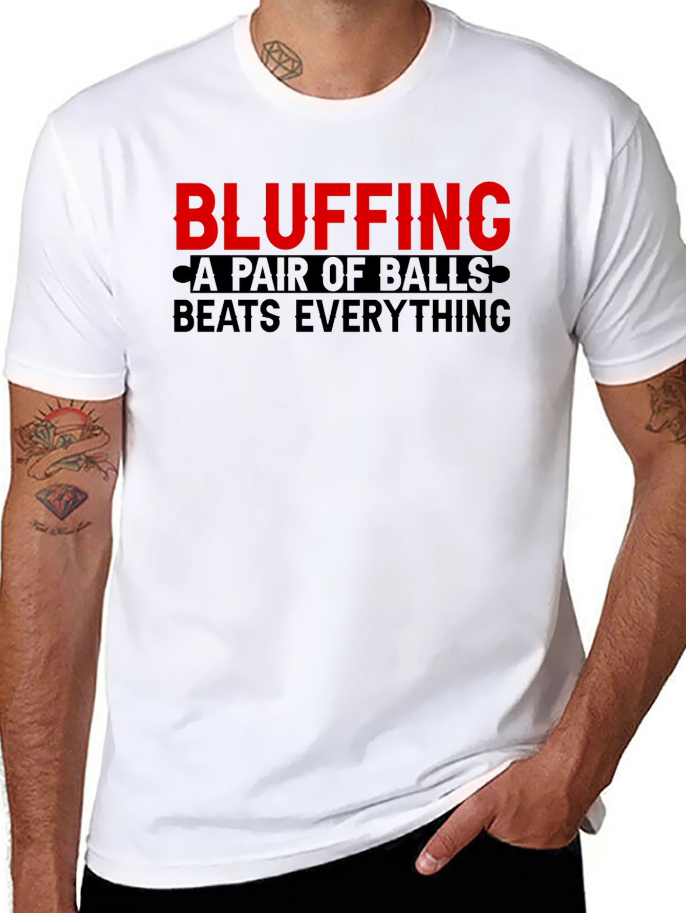 Bluffing Balls Graphic Tee Shirt - Novelty Statement