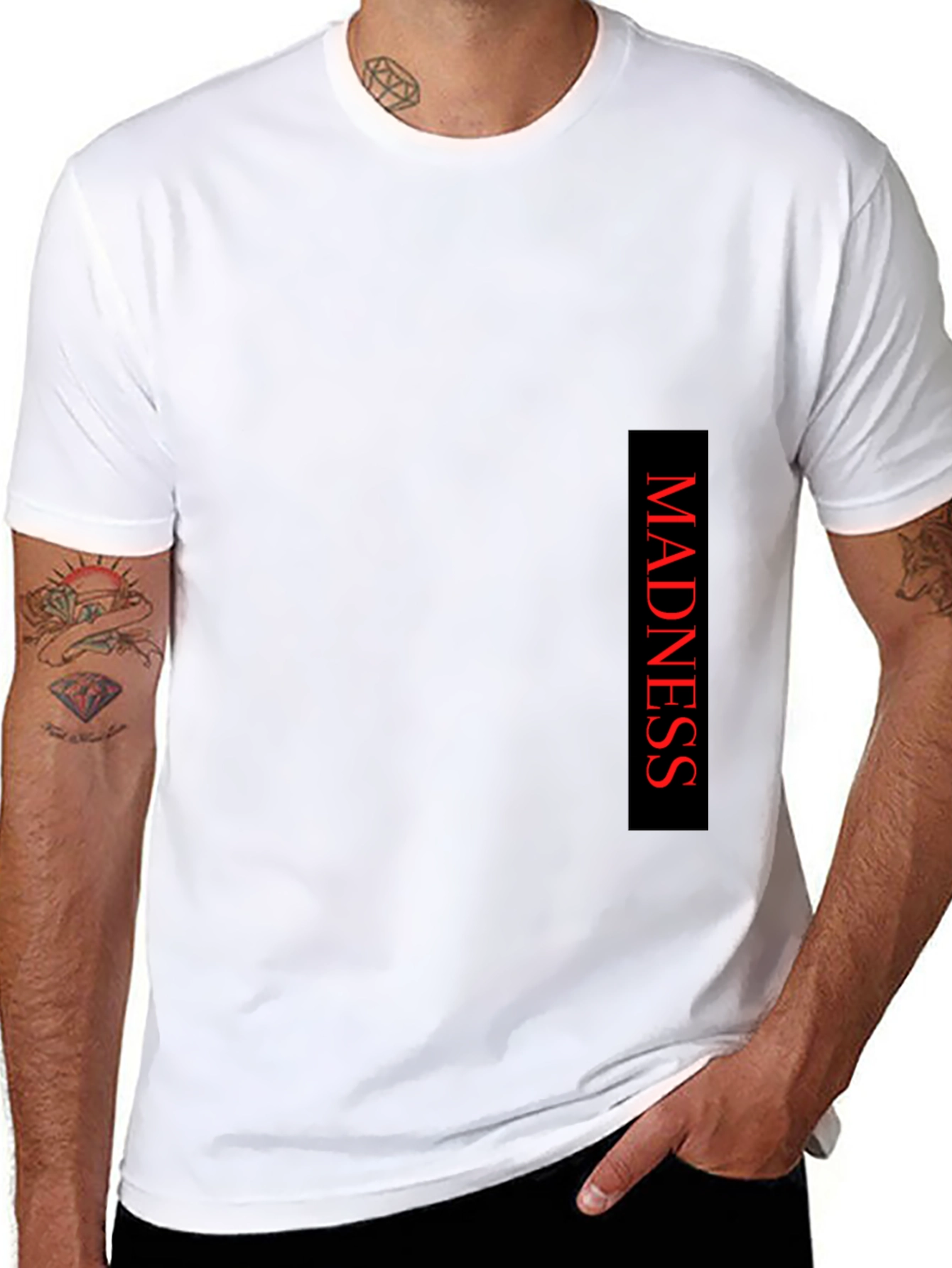 Madness Text Print Black T-Shirt