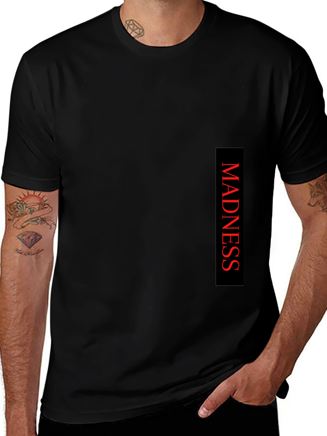 Madness Text Print Black T-Shirt