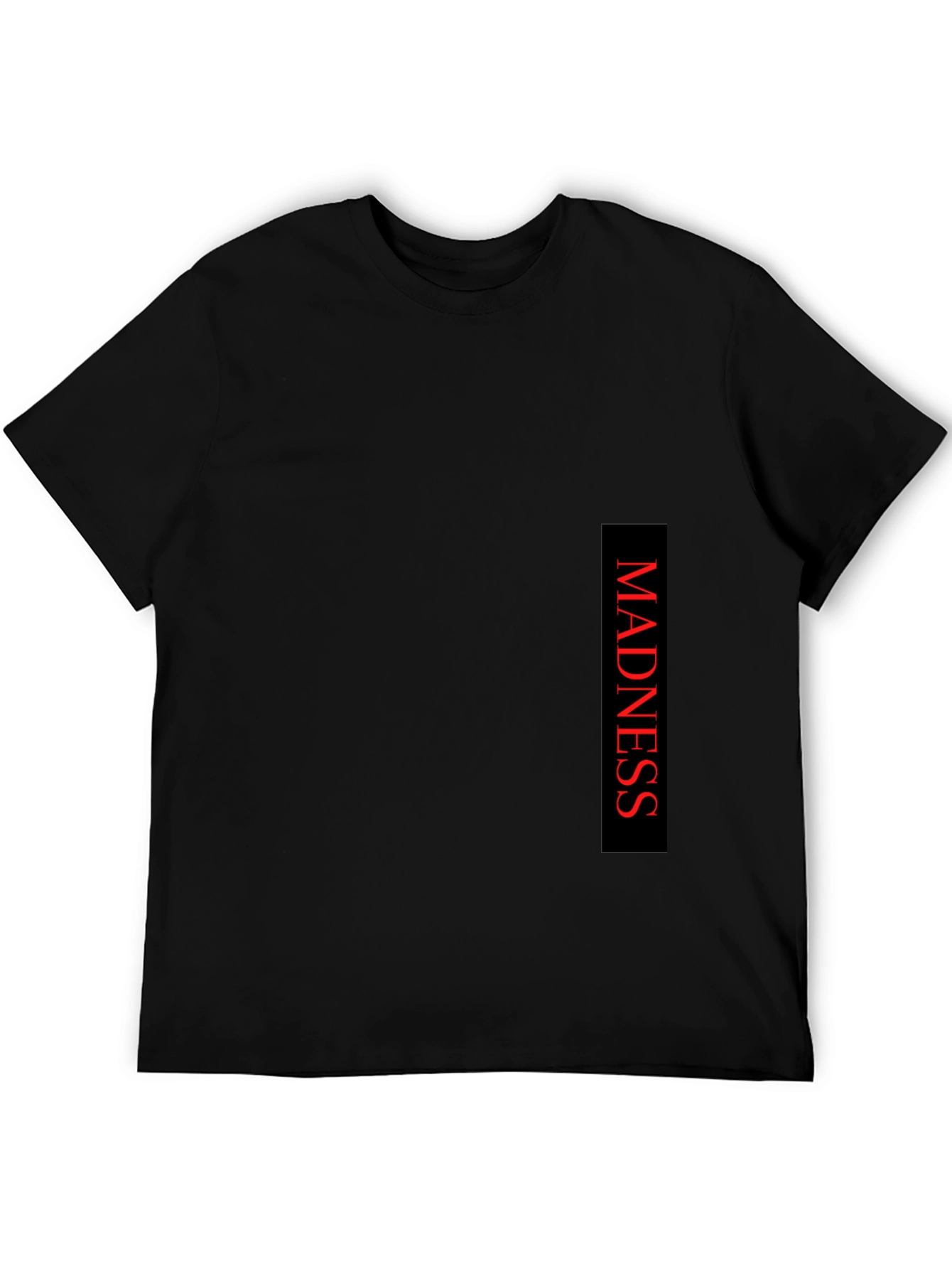 Madness Text Print Black T-Shirt
