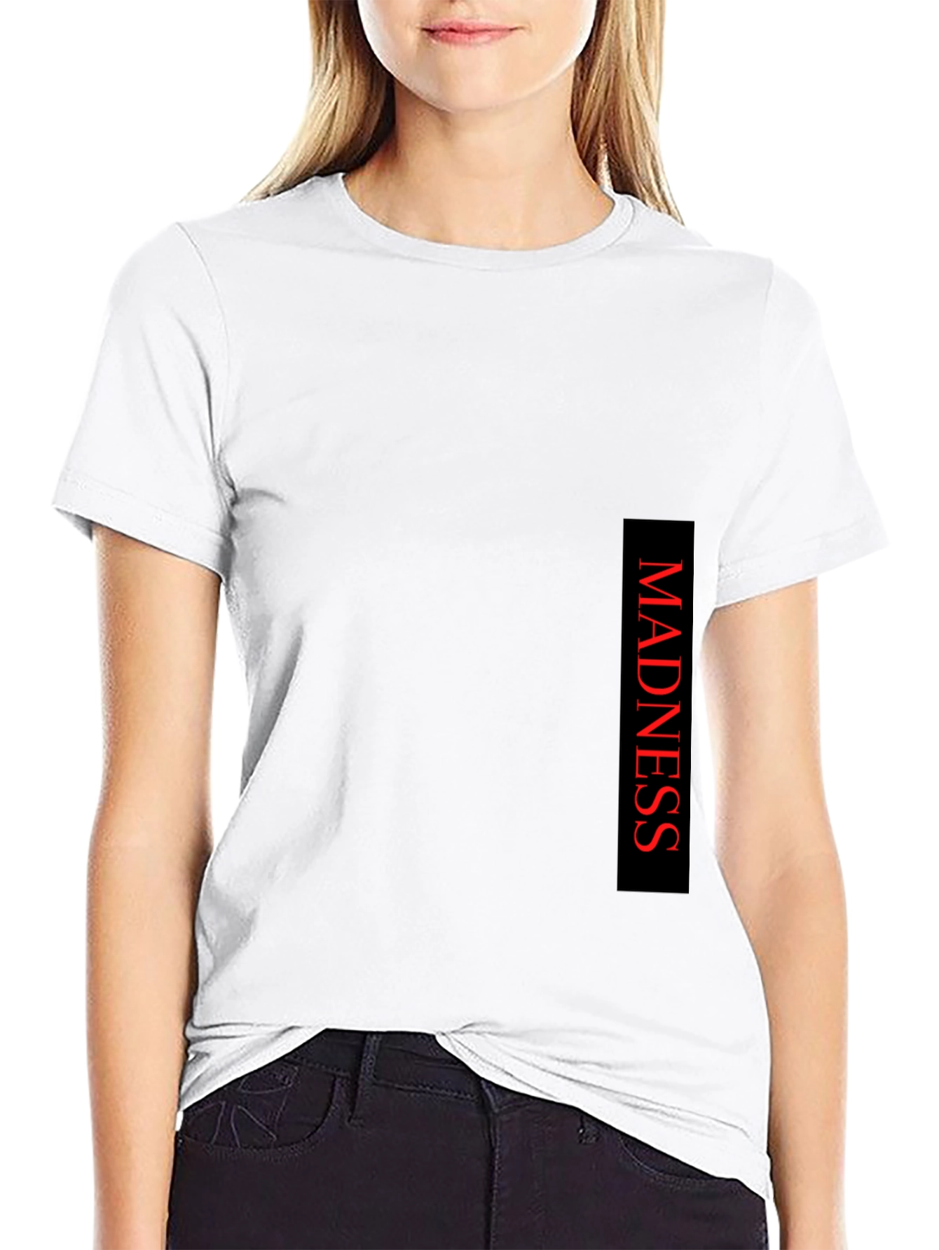 Madness Text Print Black T-Shirt