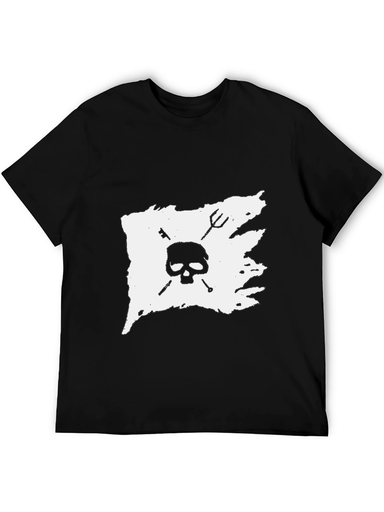 Skull & Crossbones Graphic Tee - Black Cotton T-Shirt