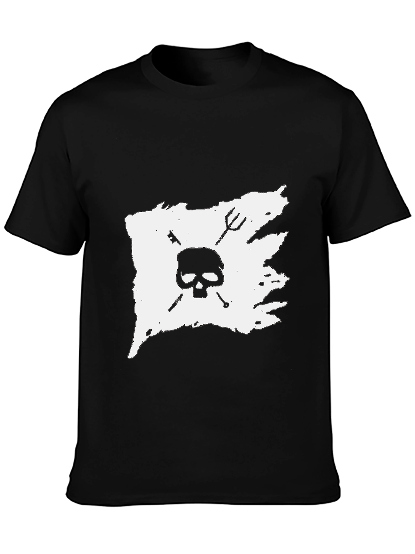 Skull & Crossbones Graphic Tee - Black Cotton T-Shirt