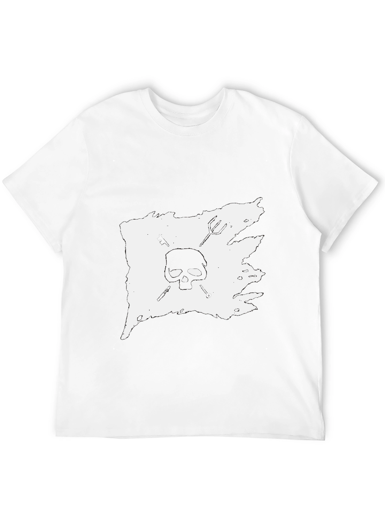 Skull & Crossbones Graphic Tee - Black Cotton T-Shirt
