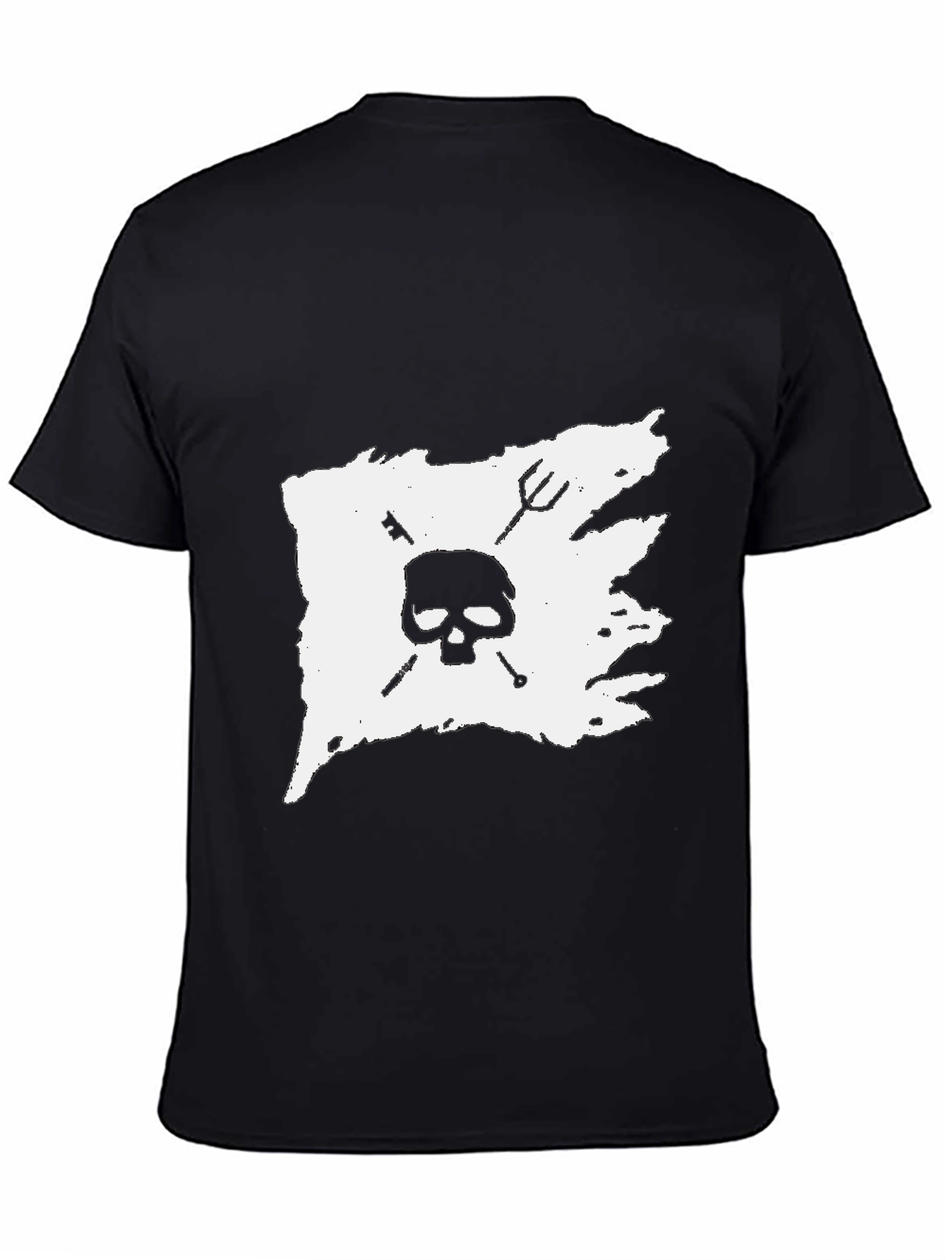 Skull & Crossbones Graphic Tee - Black Cotton T-Shirt