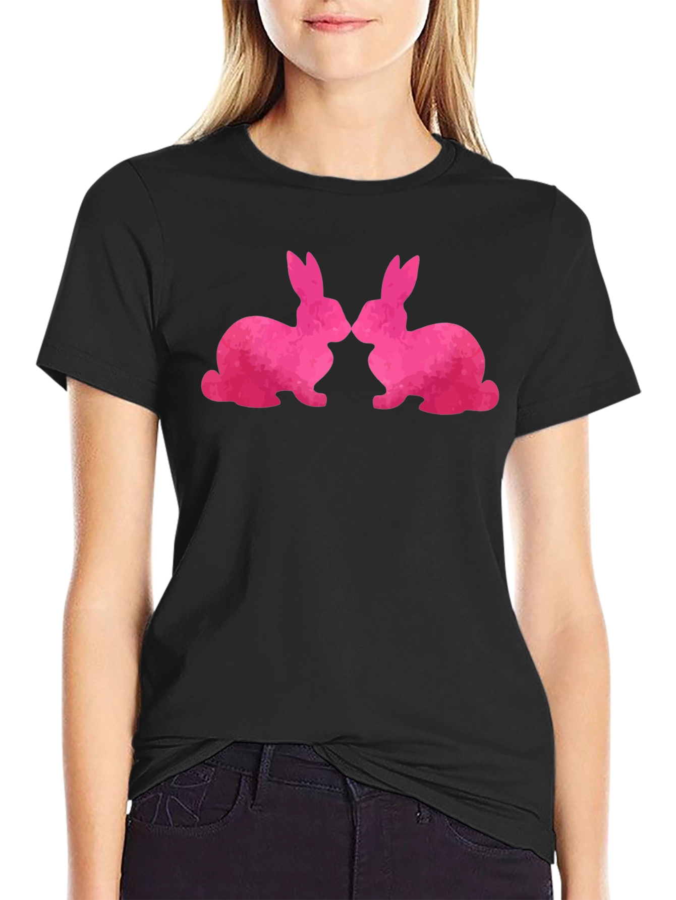 Bunny Love T-Shirt - Kissing Rabbits Graphic Tee