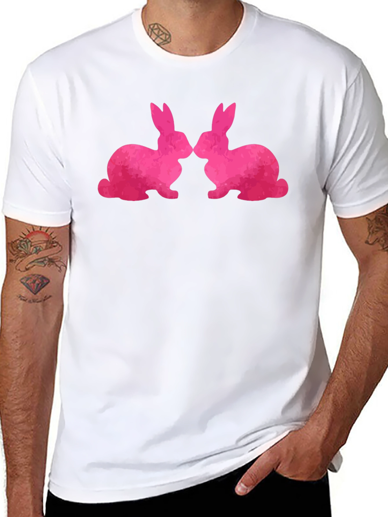 Bunny Love T-Shirt - Kissing Rabbits Graphic Tee