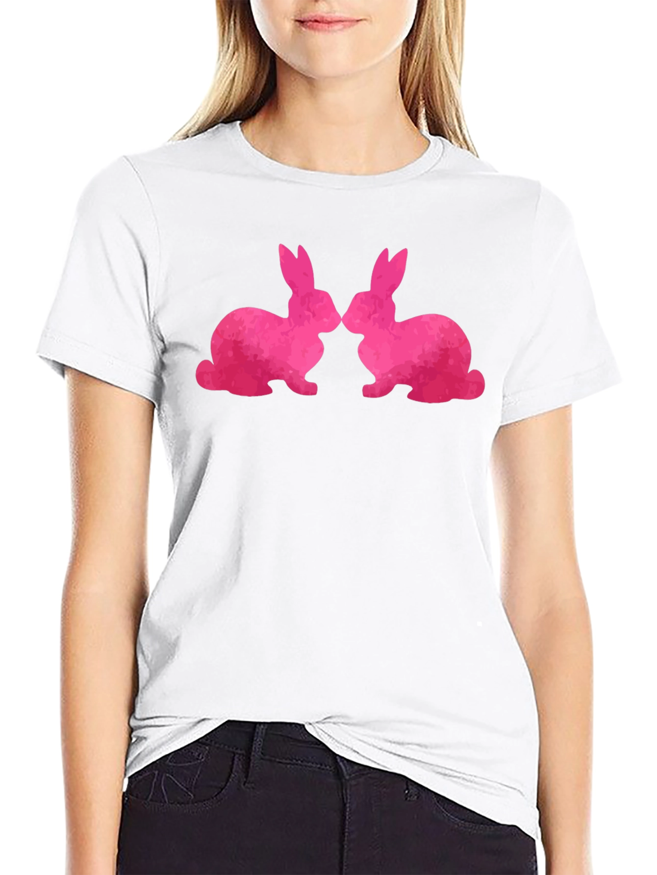 Bunny Love T-Shirt - Kissing Rabbits Graphic Tee
