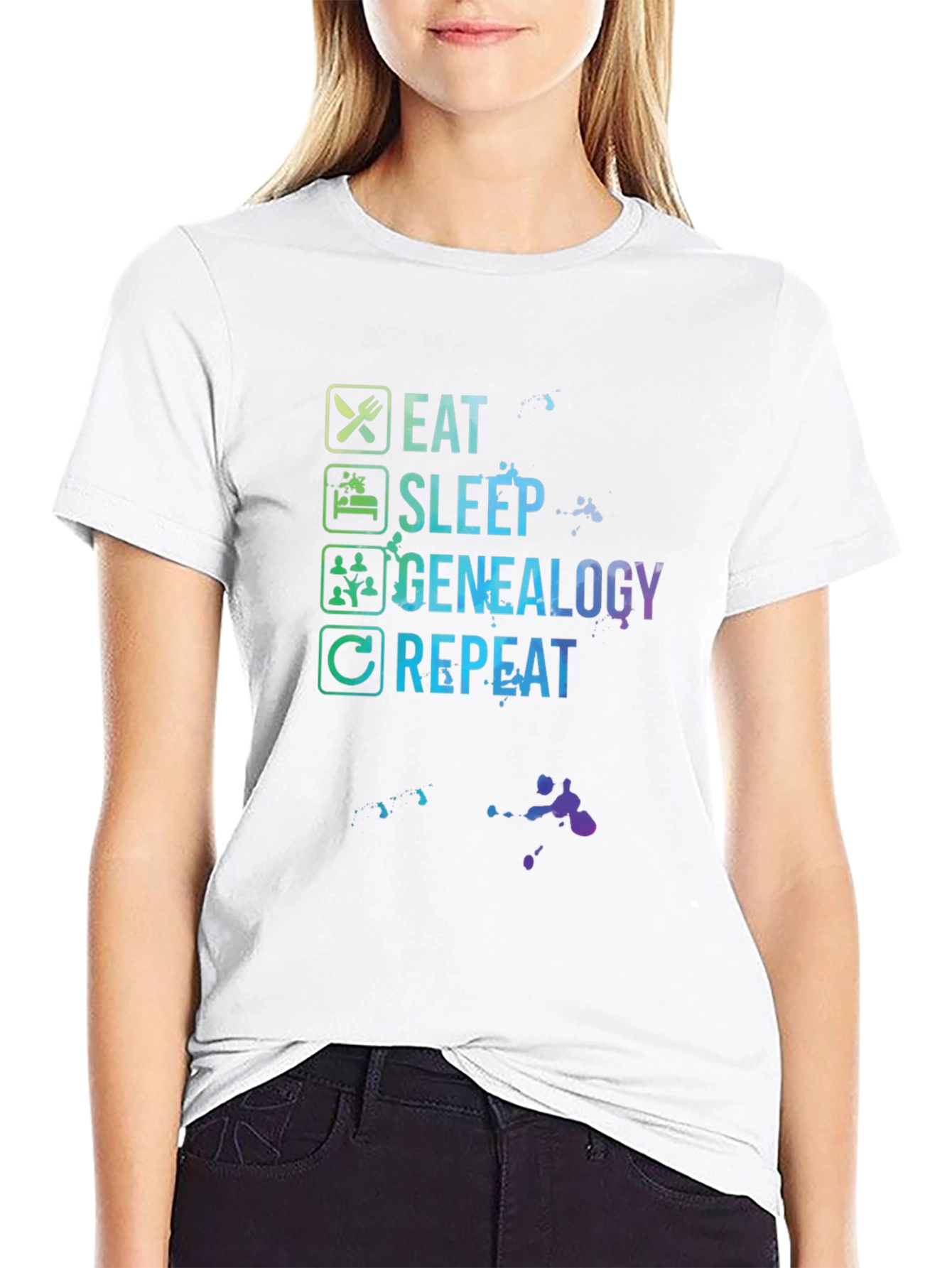 Eat Sleep Genealogy Repeat Black T-Shirt