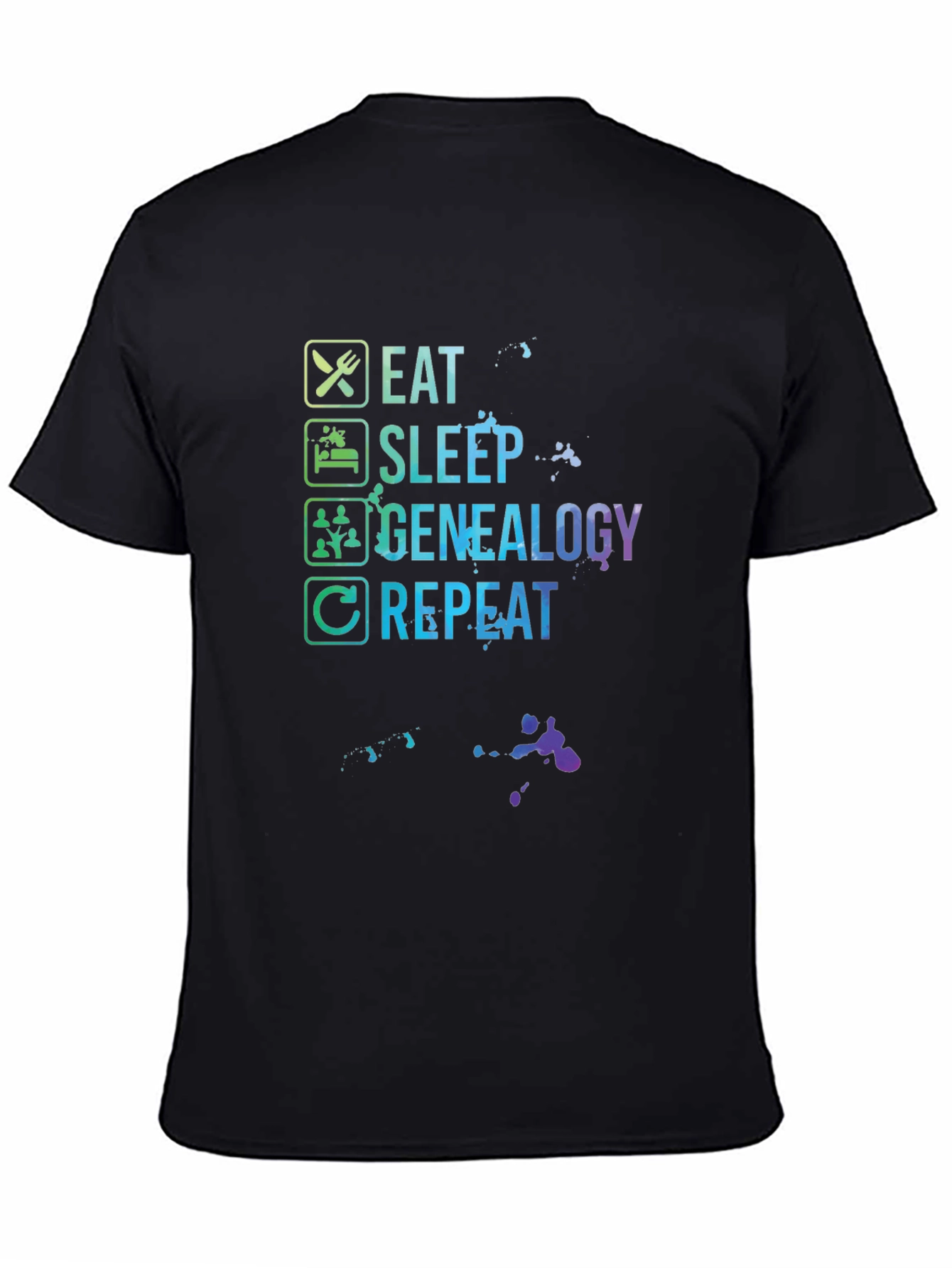 Eat Sleep Genealogy Repeat Black T-Shirt