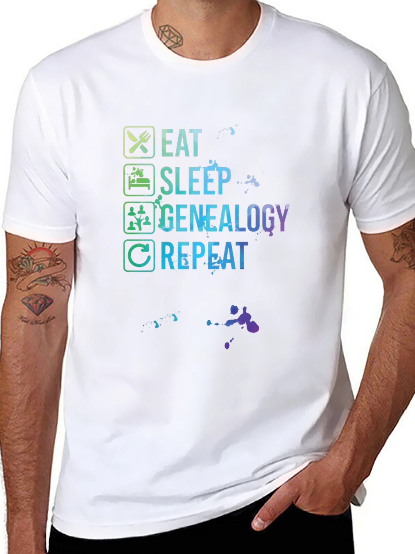 Eat Sleep Genealogy Repeat Black T-Shirt