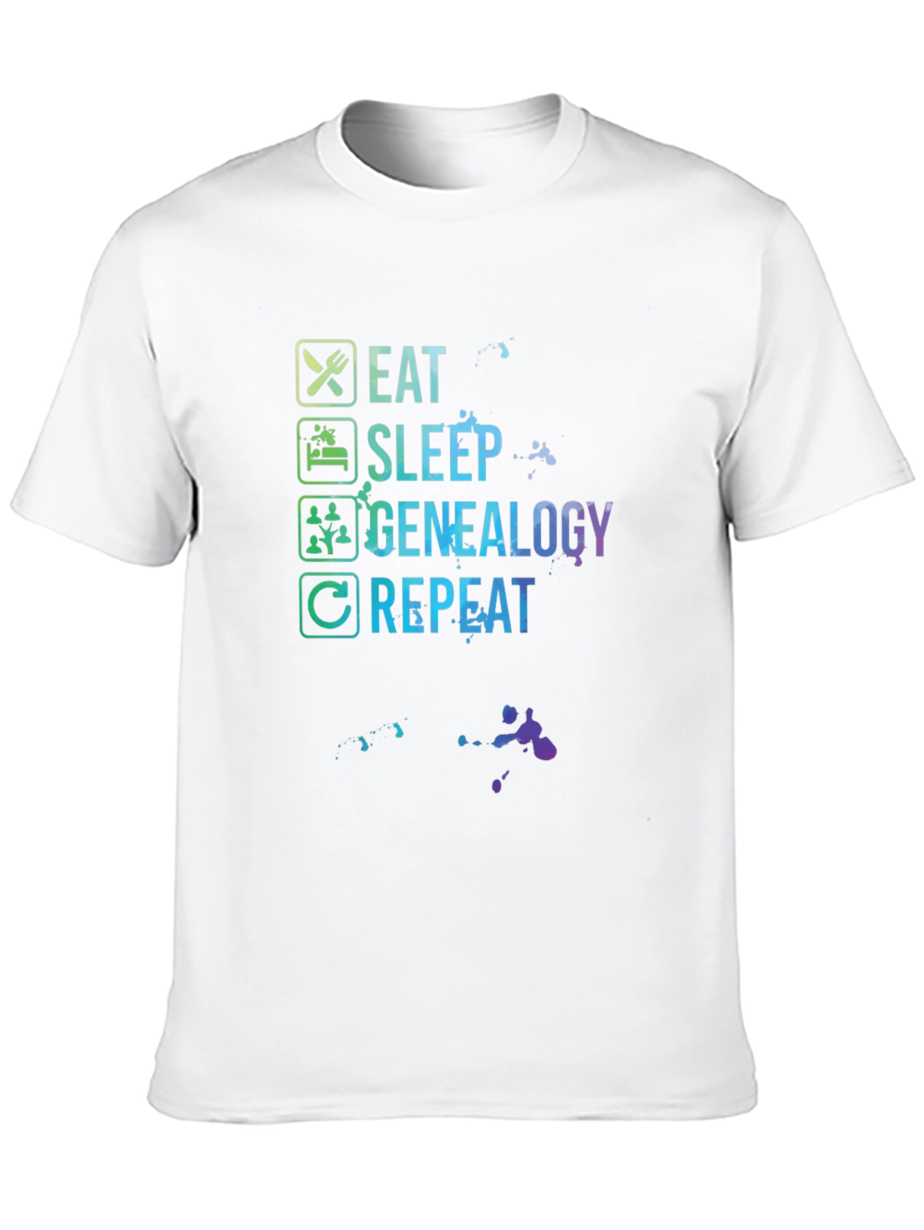 Eat Sleep Genealogy Repeat Black T-Shirt