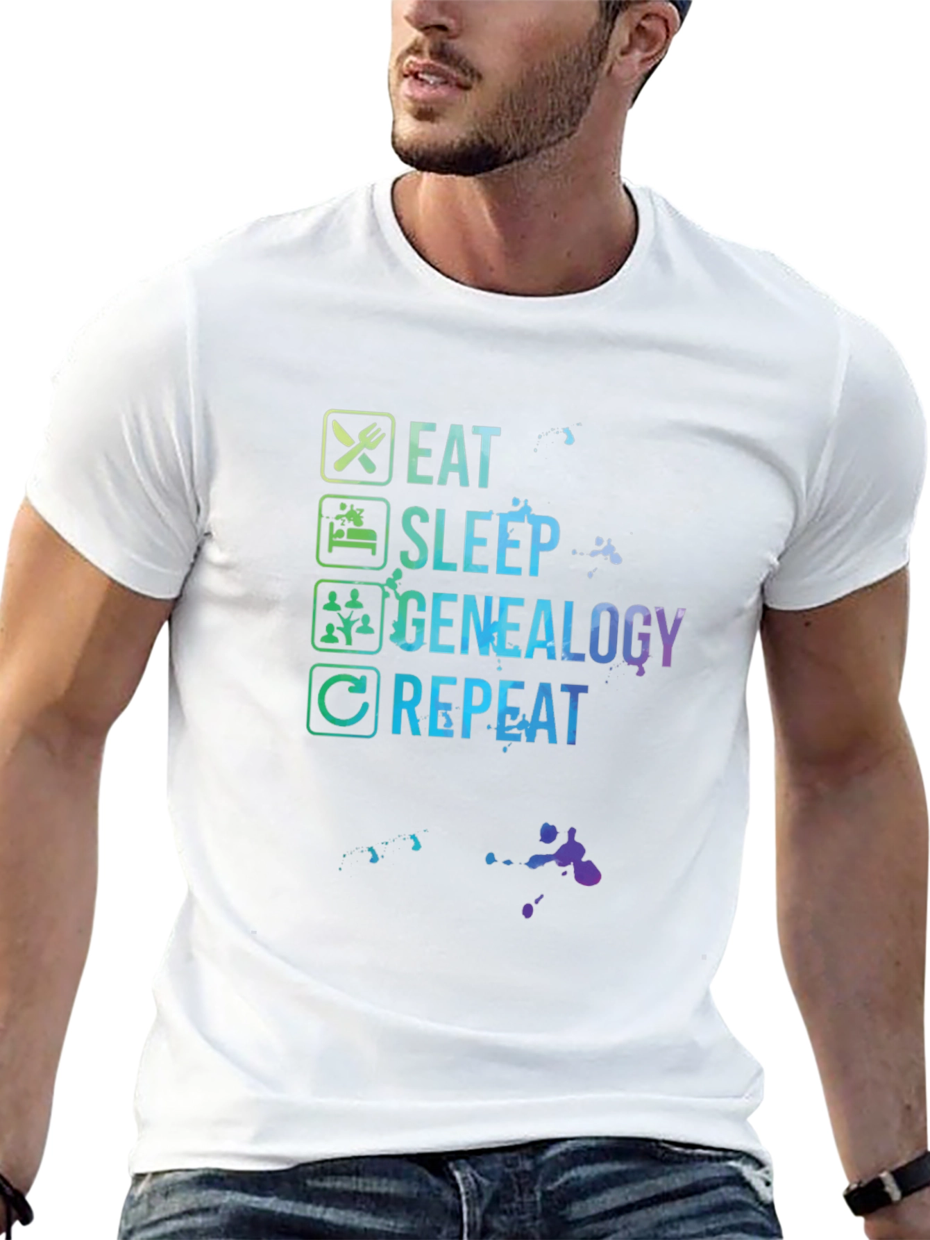 Eat Sleep Genealogy Repeat Black T-Shirt