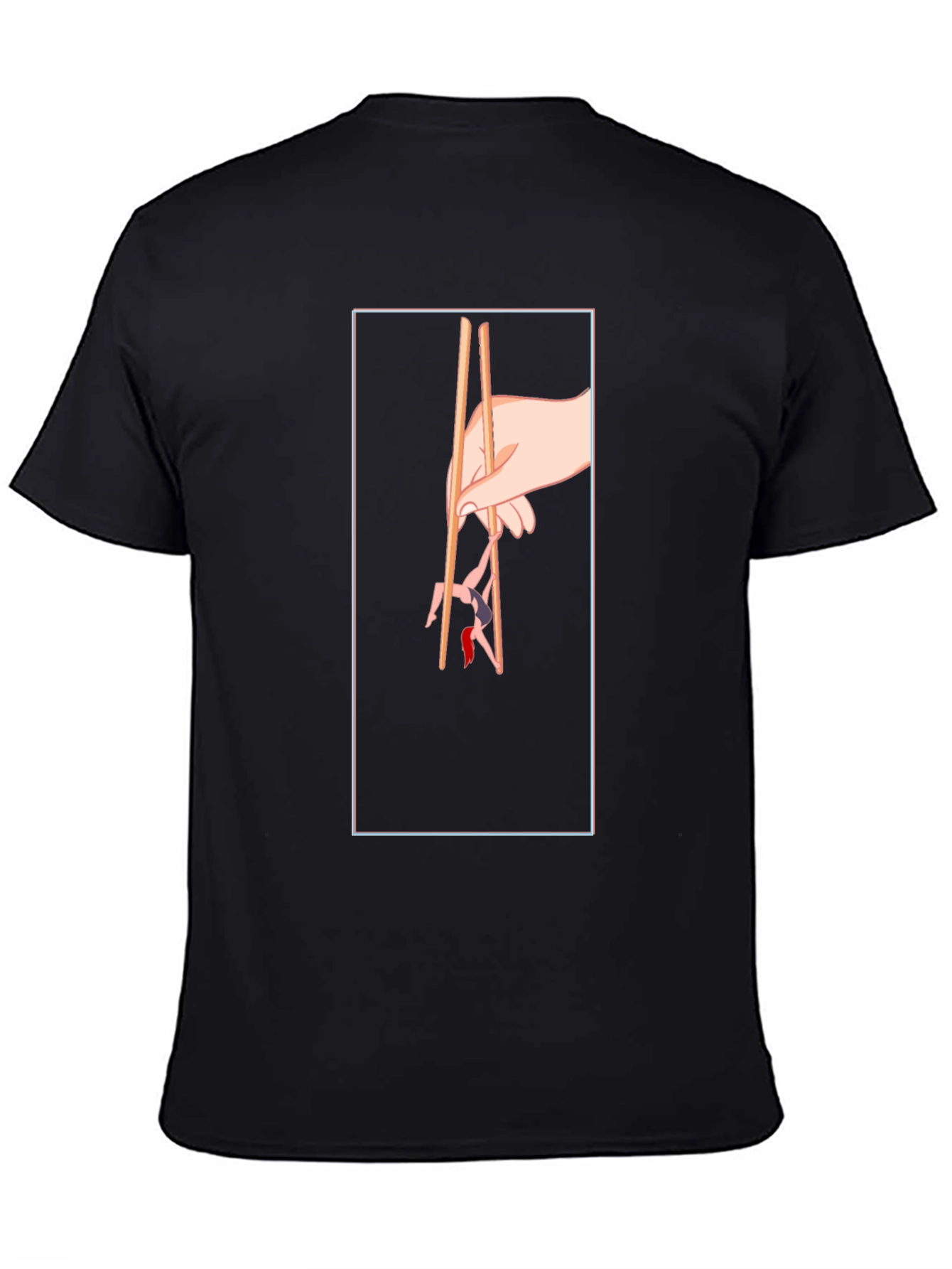 Funny Chopsticks Graphic Tee - Black Cotton T-Shirt