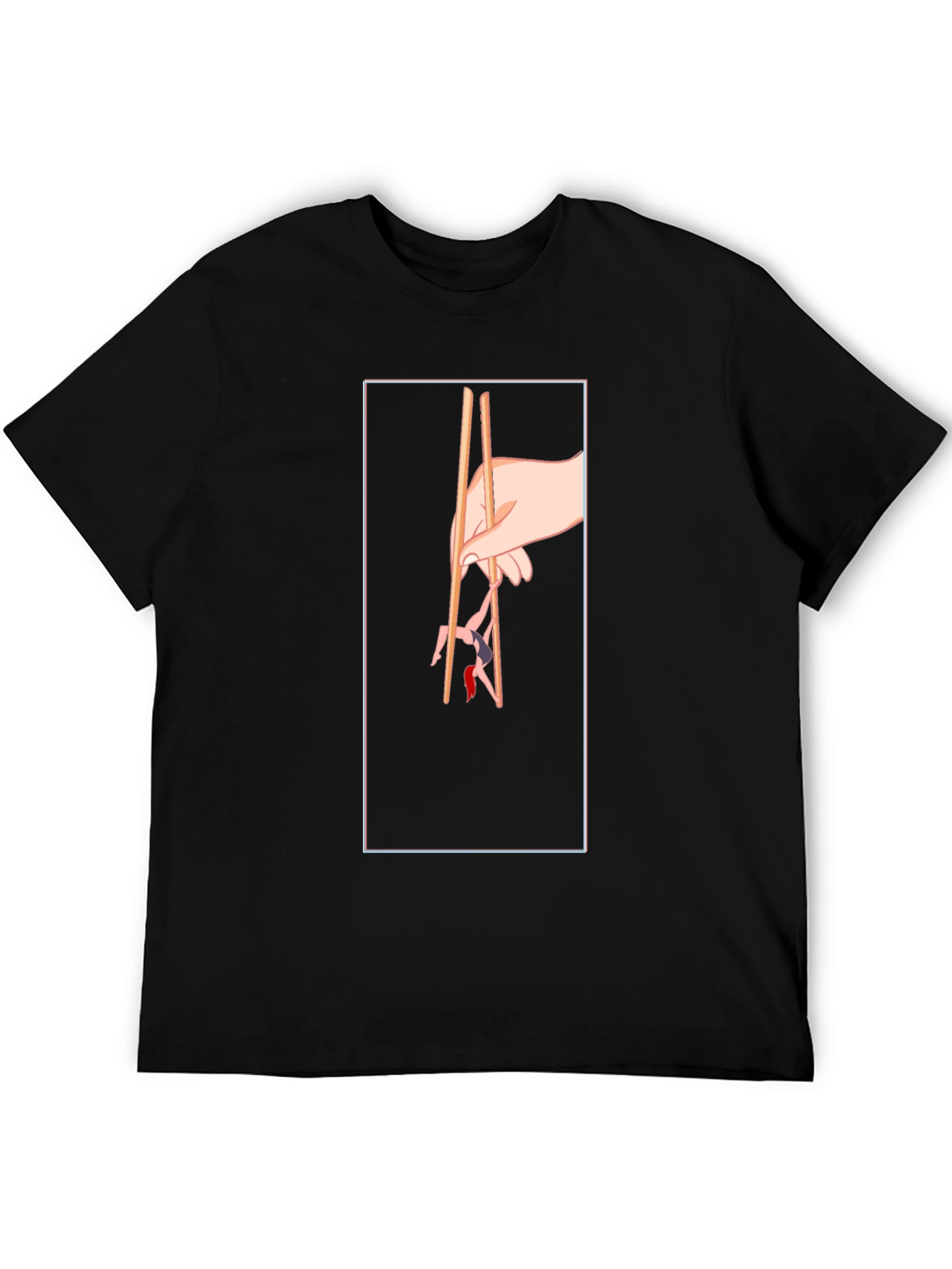 Funny Chopsticks Graphic Tee - Black Cotton T-Shirt