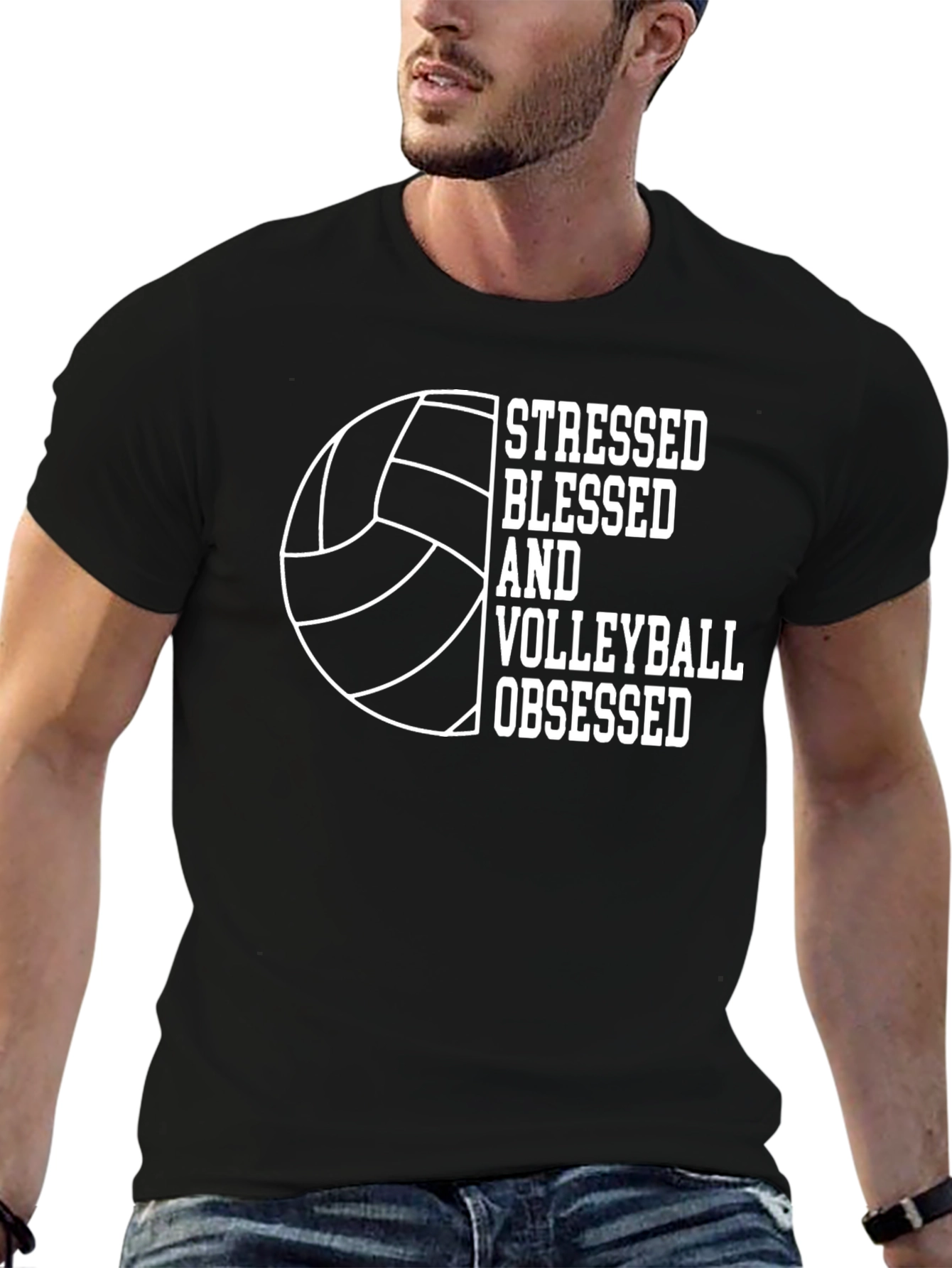 Stressed Blessed Volleyball Obsessed Graphic Tee