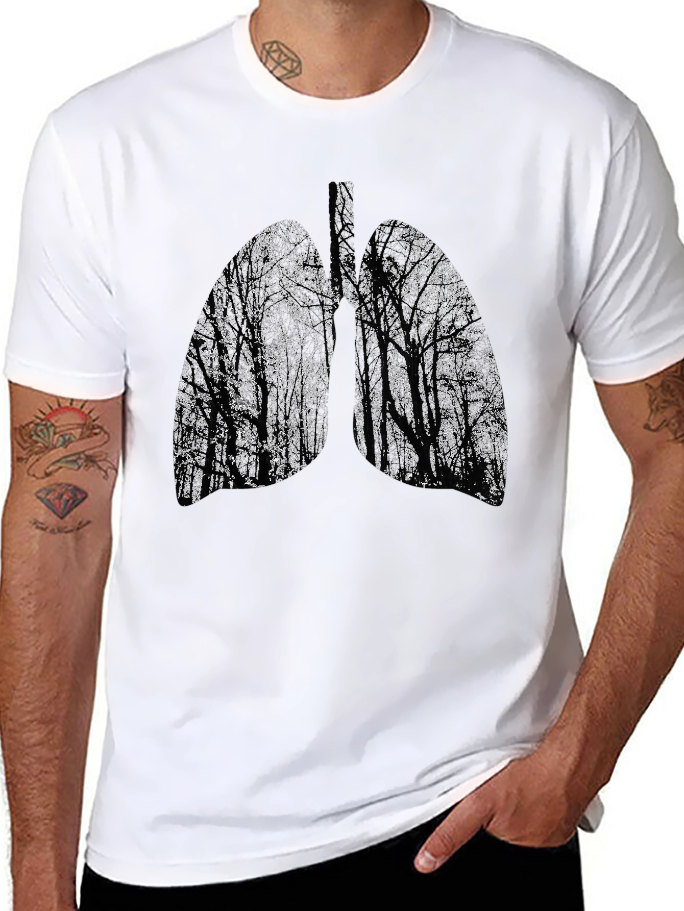 Nature Lungs Graphic Tee - Black Cotton T-Shirt