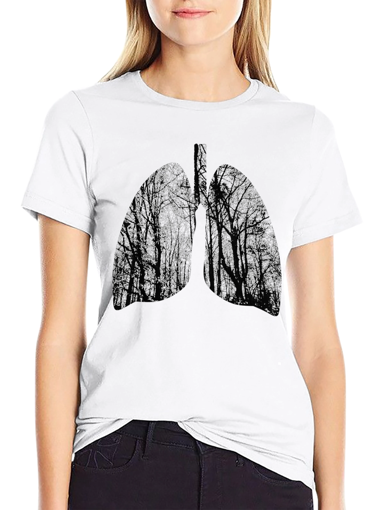 Nature Lungs Graphic Tee - Black Cotton T-Shirt