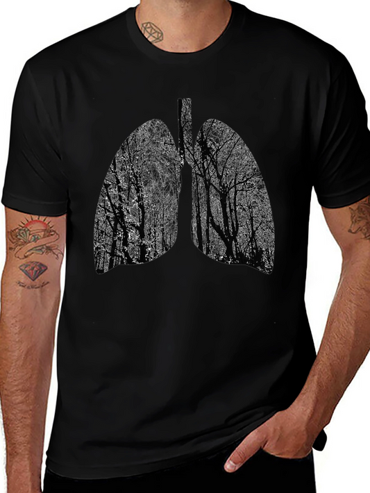 Nature Lungs Graphic Tee - Black Cotton T-Shirt