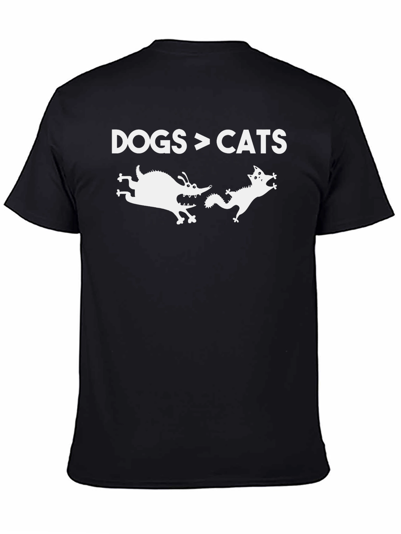 Dogs > Cats Funny Black Graphic T-Shirt