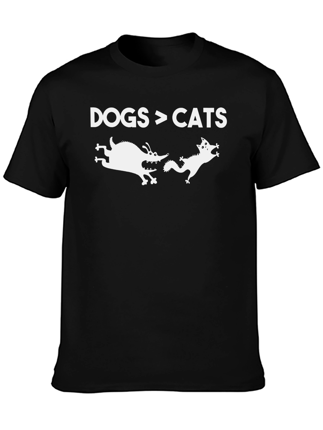 Dogs > Cats Funny Black Graphic T-Shirt
