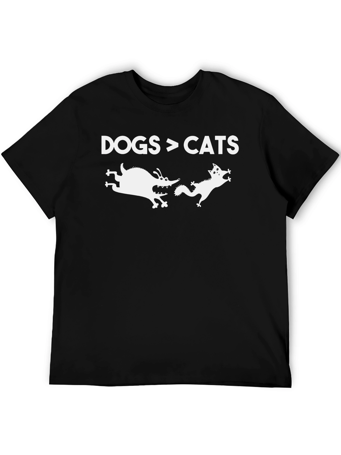 Dogs > Cats Funny Black Graphic T-Shirt