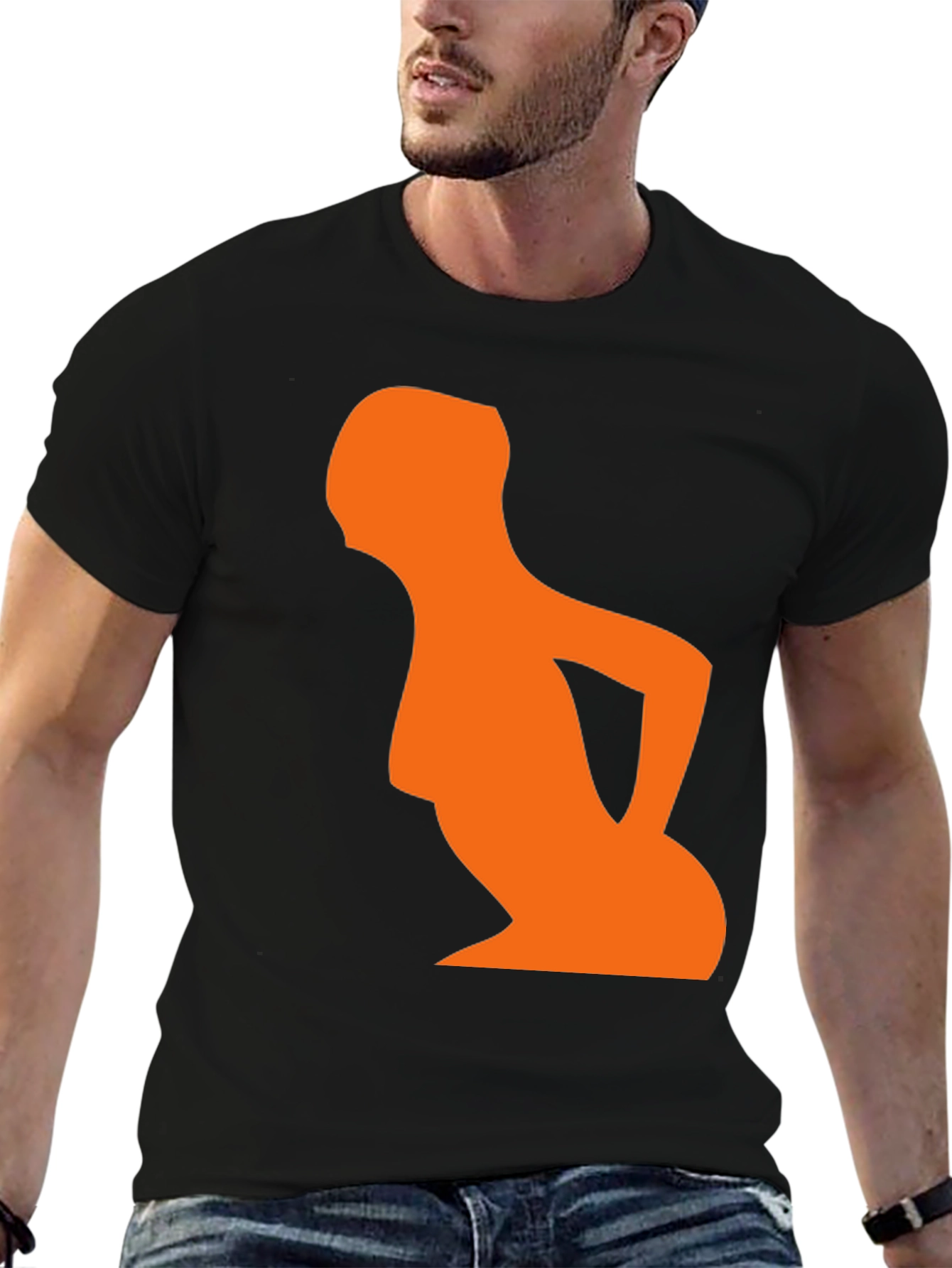 Abstract Orange Silhouette Graphic T-Shirt