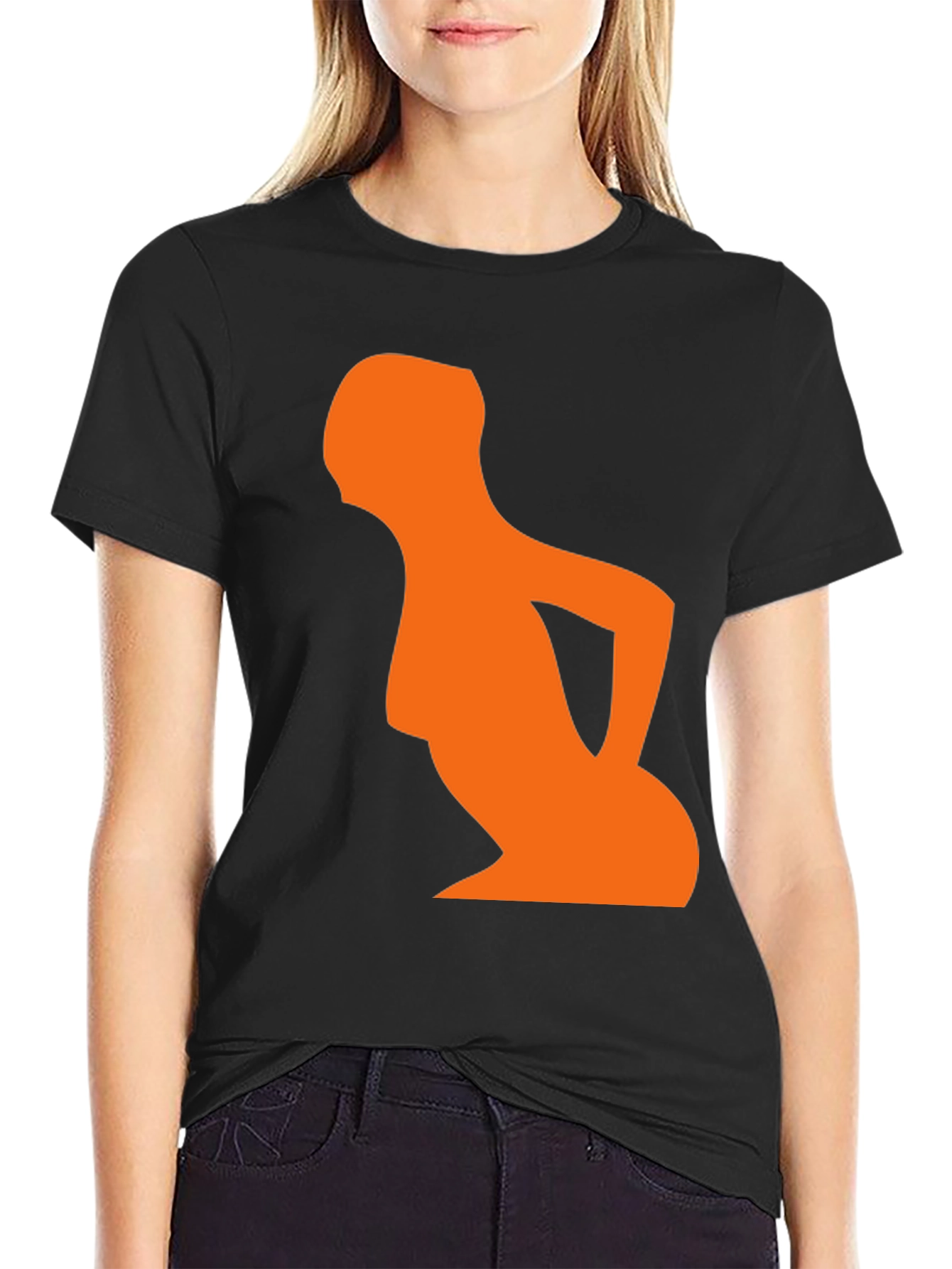 Abstract Orange Silhouette Graphic T-Shirt