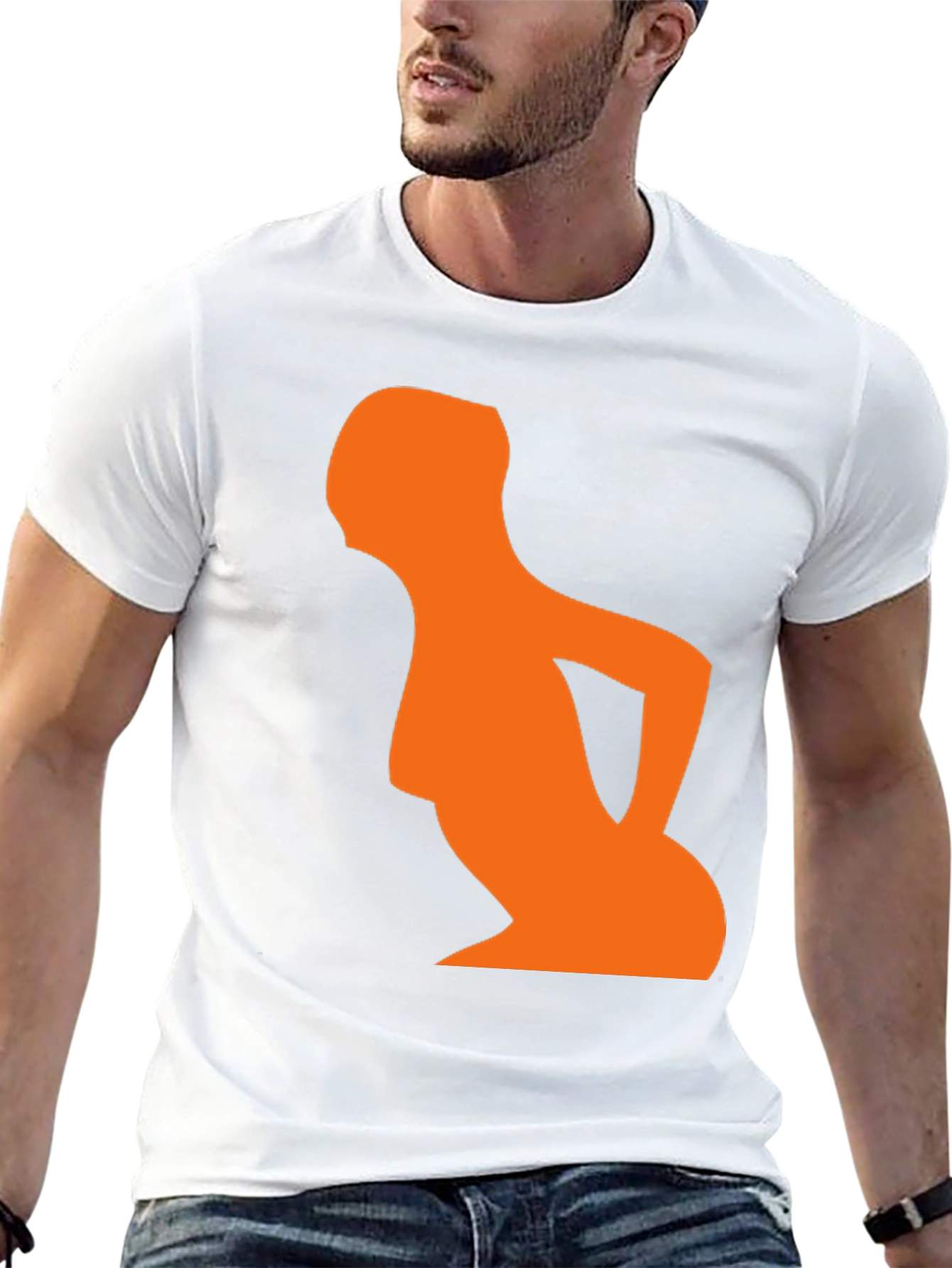 Abstract Orange Silhouette Graphic T-Shirt