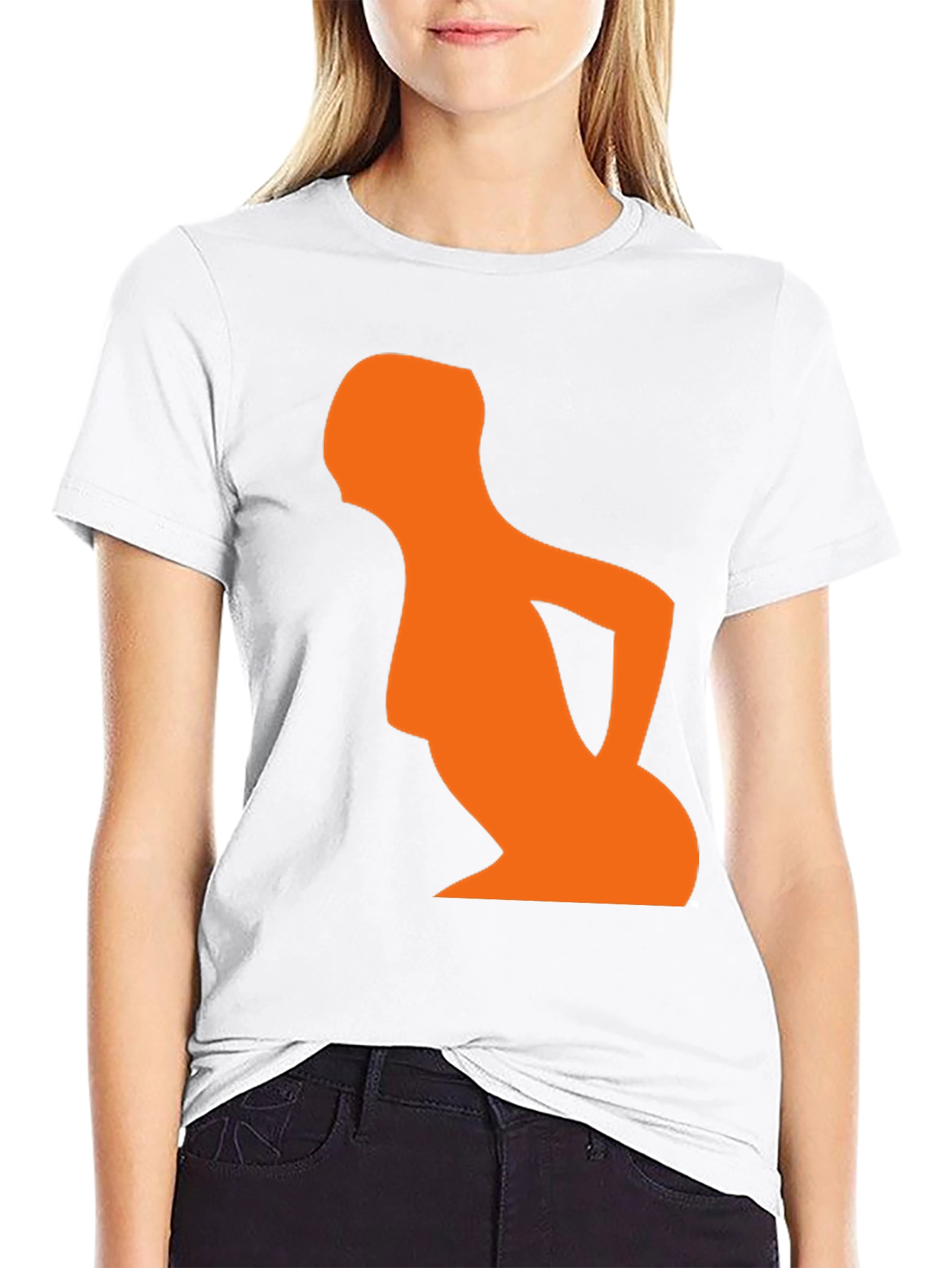 Abstract Orange Silhouette Graphic T-Shirt