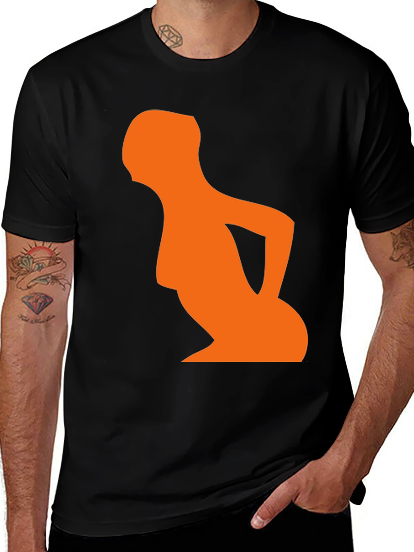 Abstract Orange Silhouette Graphic T-Shirt