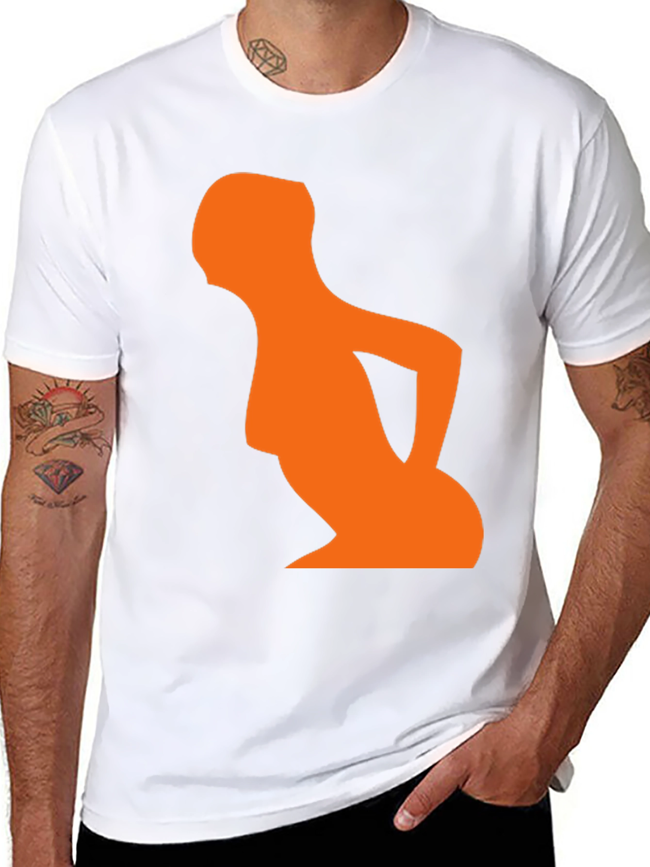 Abstract Orange Silhouette Graphic T-Shirt