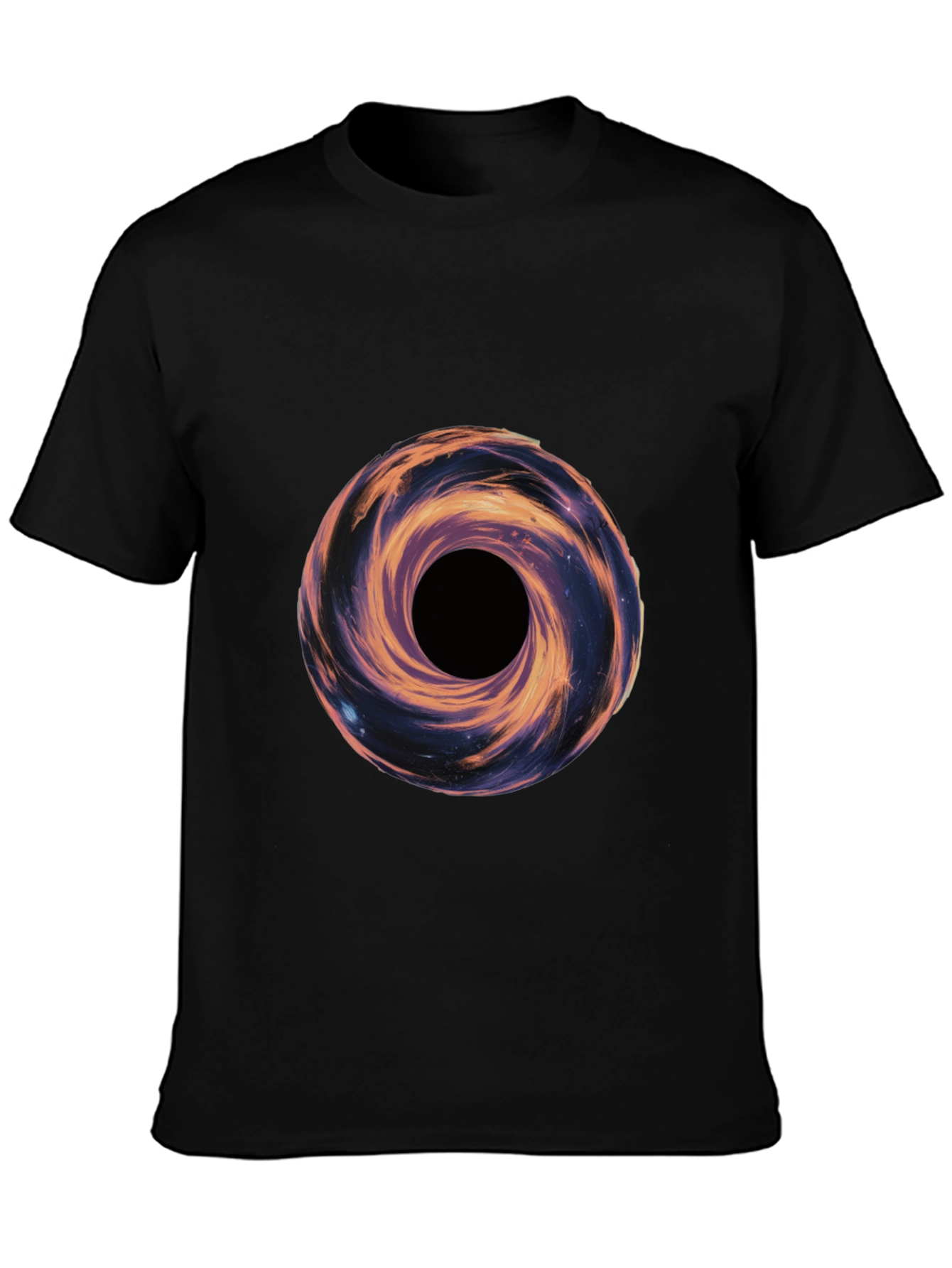 Galaxy Vortex Graphic T-Shirt - Black Casual Tee