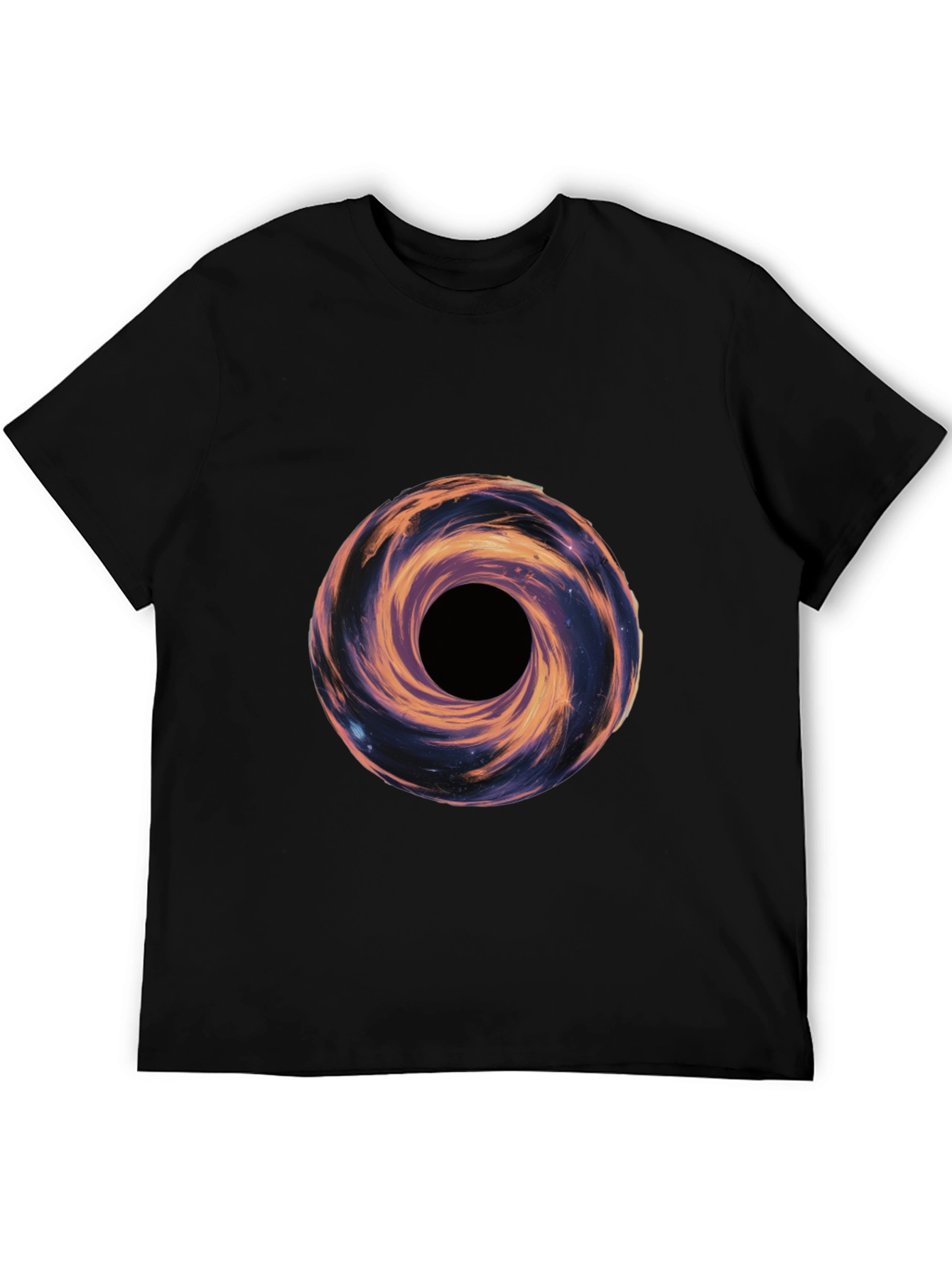 Galaxy Vortex Graphic T-Shirt - Black Casual Tee
