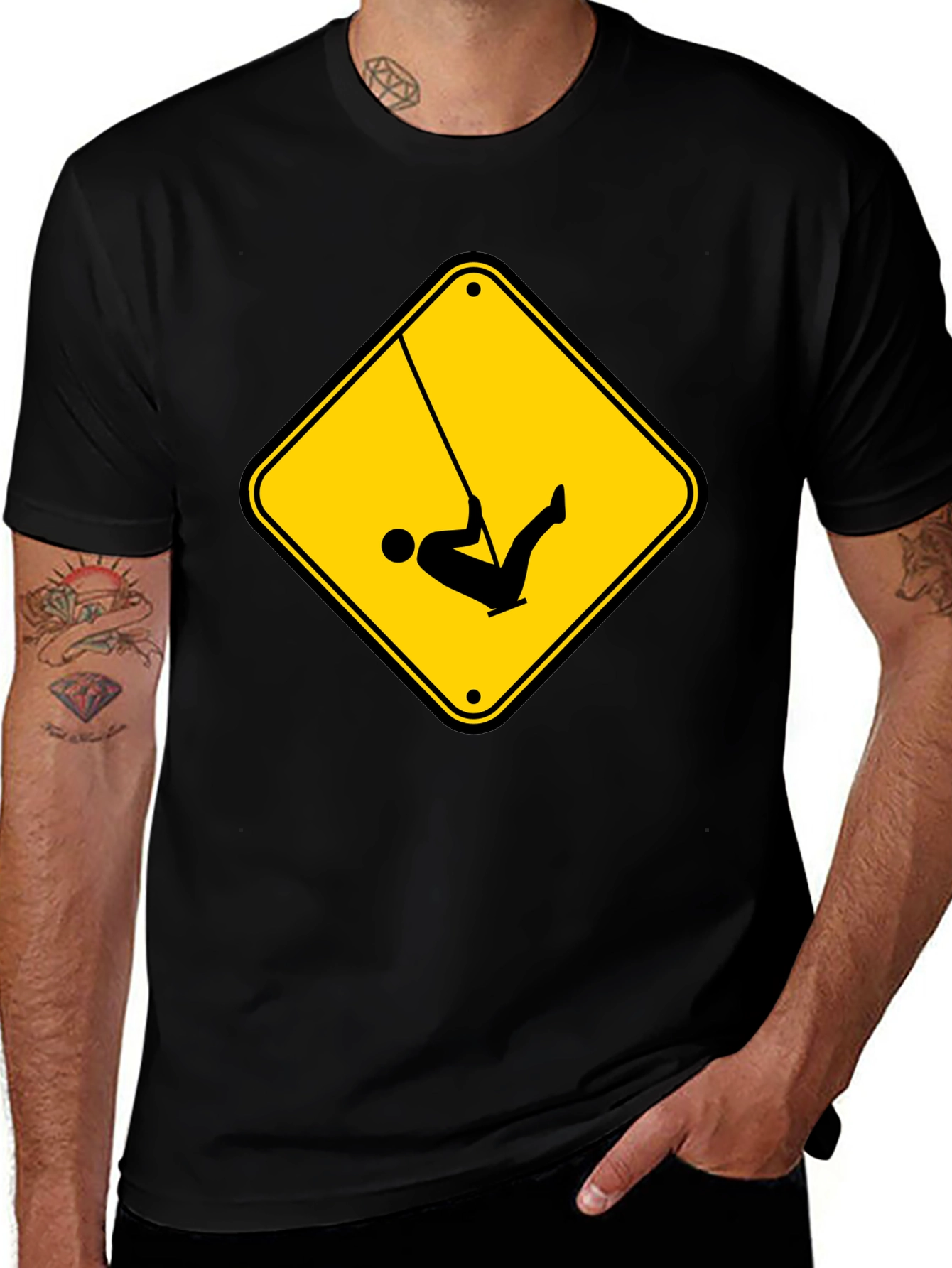 Caution Swing T-Shirt - Black Tee