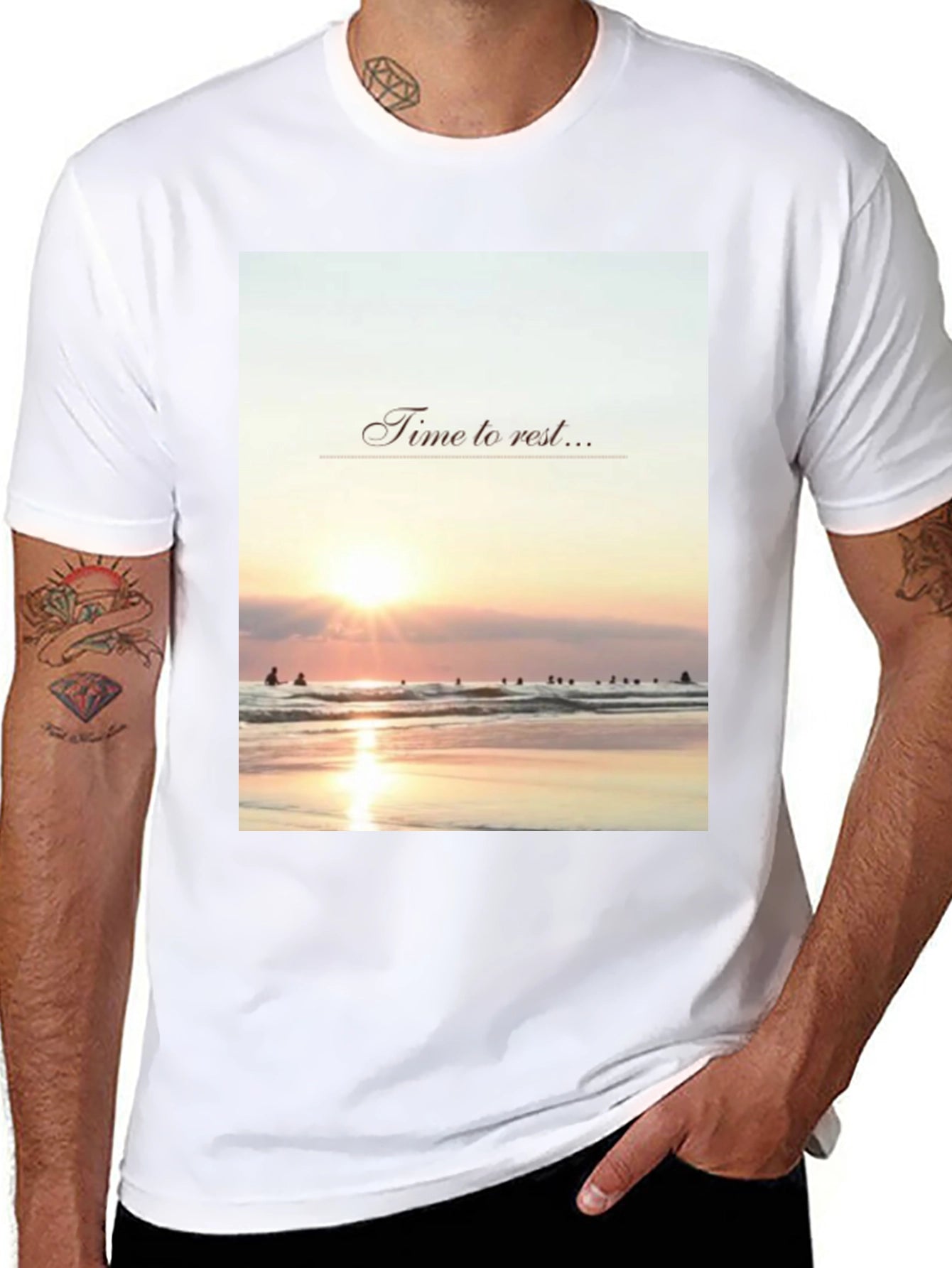 Relax Time T-Shirt - Beach Sunset Design