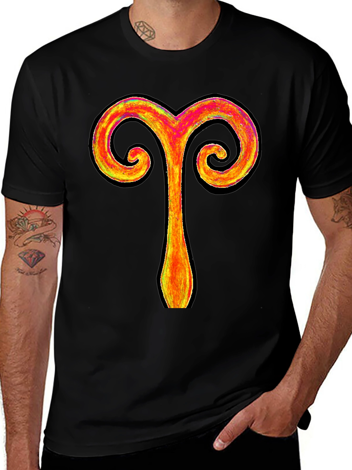 Aries Zodiac Symbol Black T-Shirt