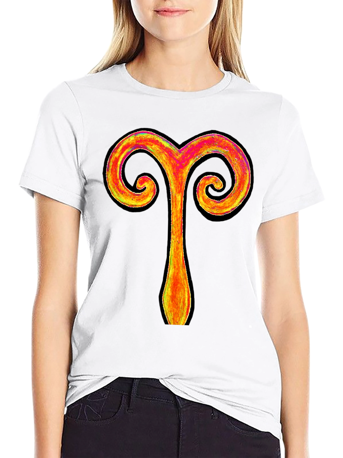 Aries Zodiac Symbol Black T-Shirt