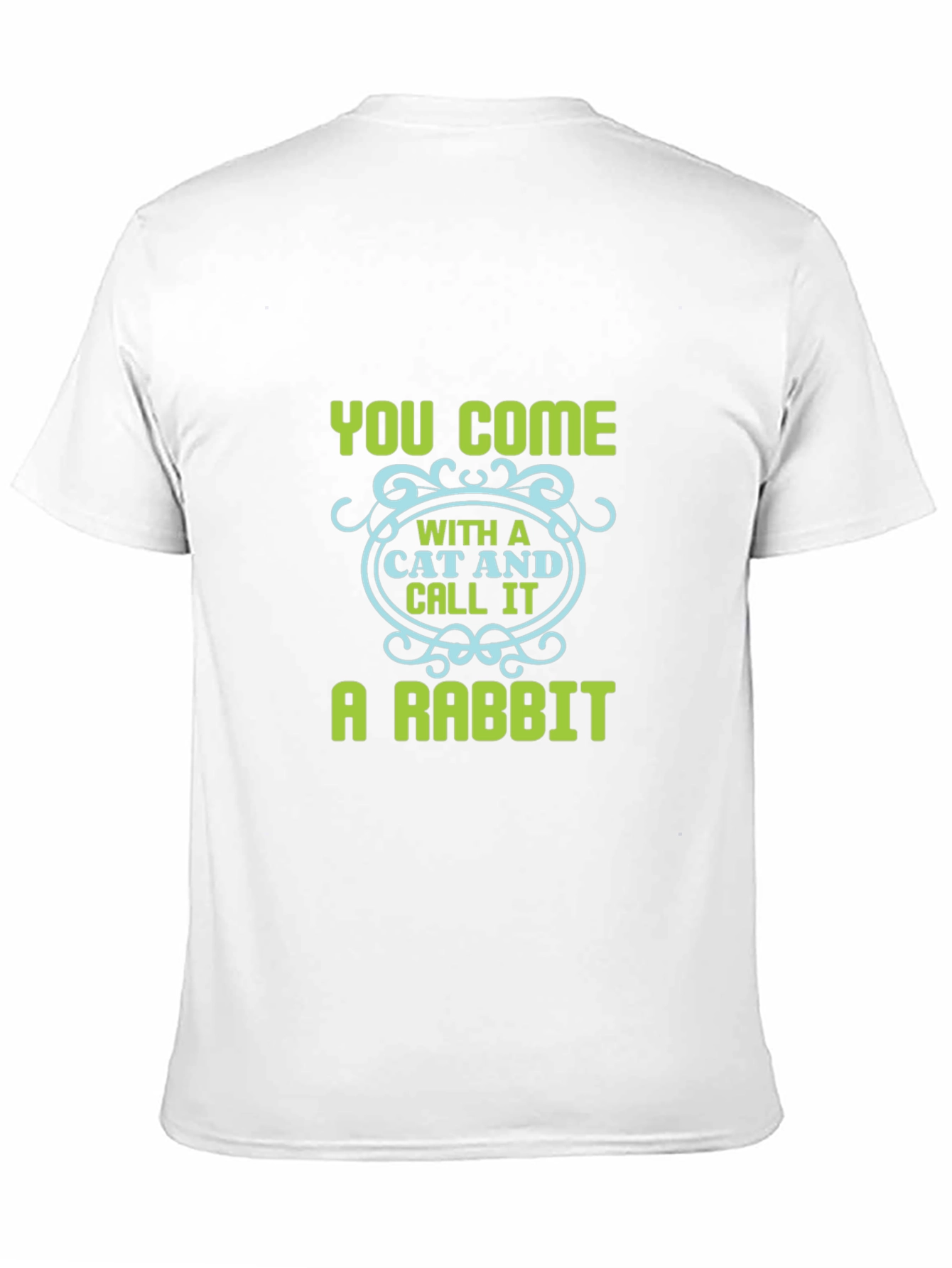 Humorous Cat & Rabbit Graphic Black Tee