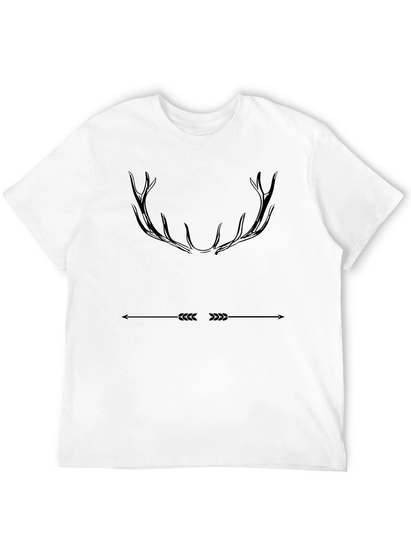 Mens Black T-Shirt with Antler and Arrow Design